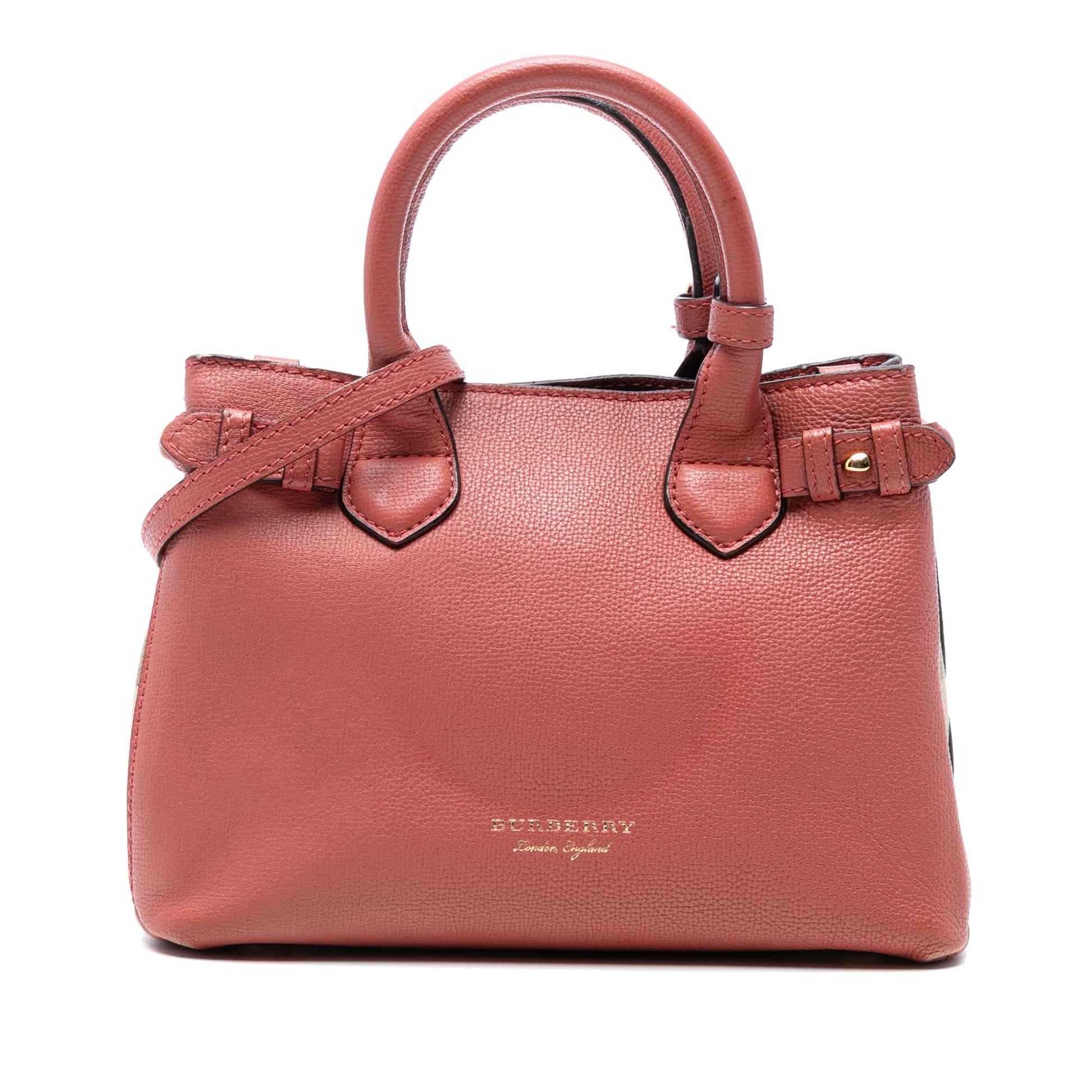 Burberry Small Grainy Calfskin and House Check Banner Satchel