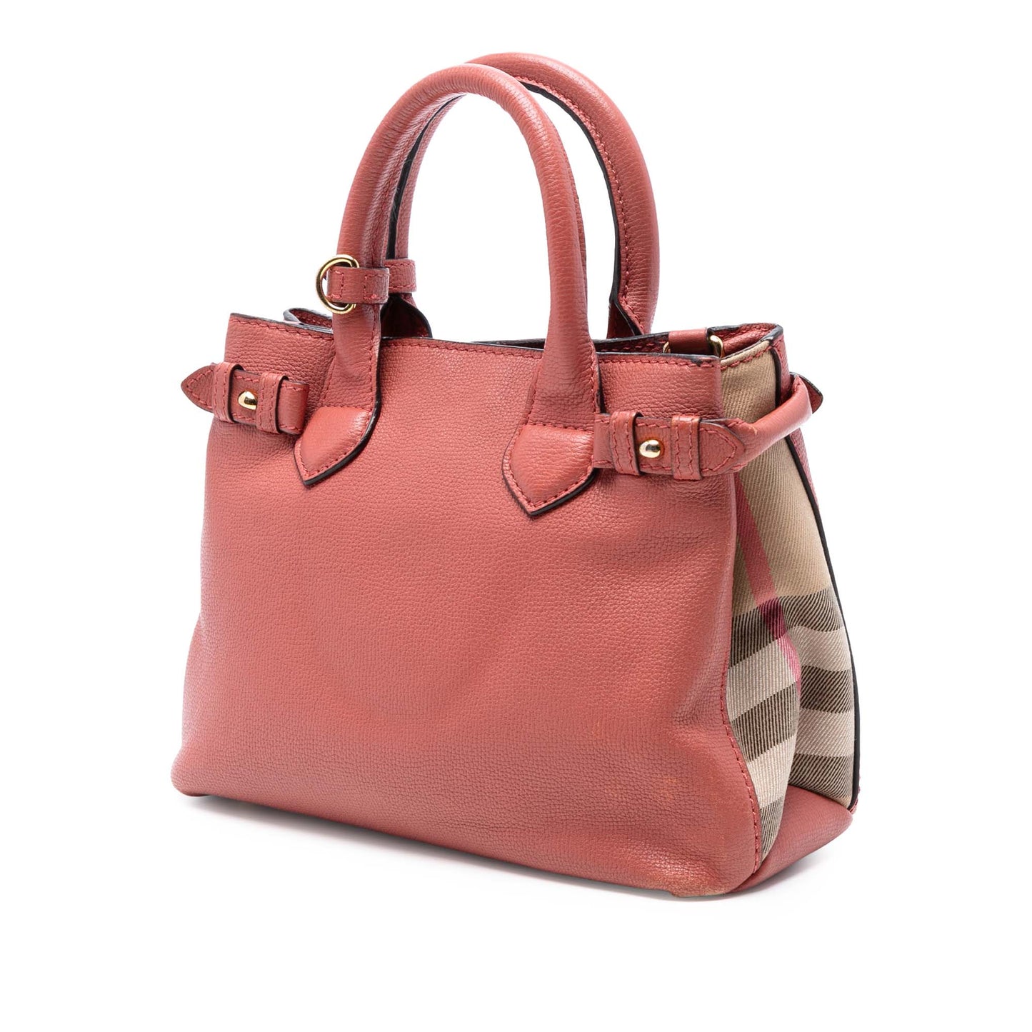 Burberry Small Grainy Calfskin and House Check Banner Satchel