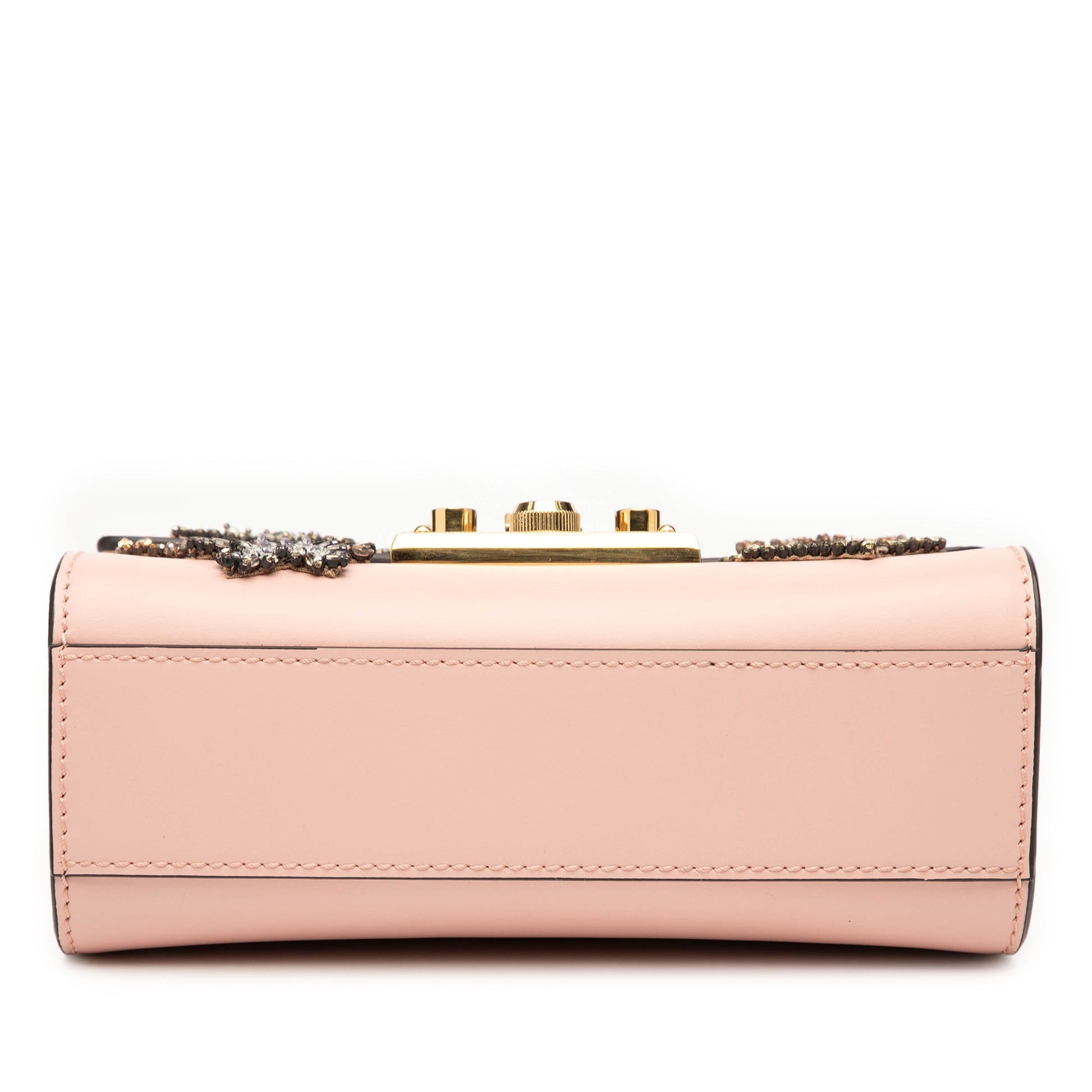 Gucci Small Crystal Embellished Leather Star Padlock Crossbody