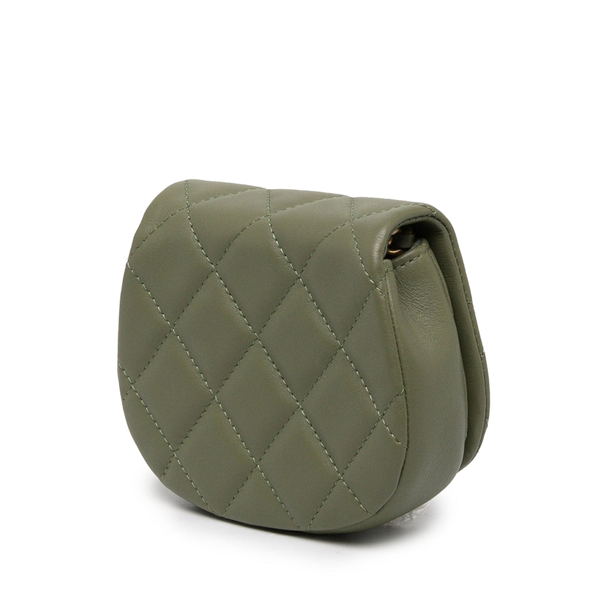 Chanel Mini Quilted Calfskin Coco Mail Clutch with Chain — Green