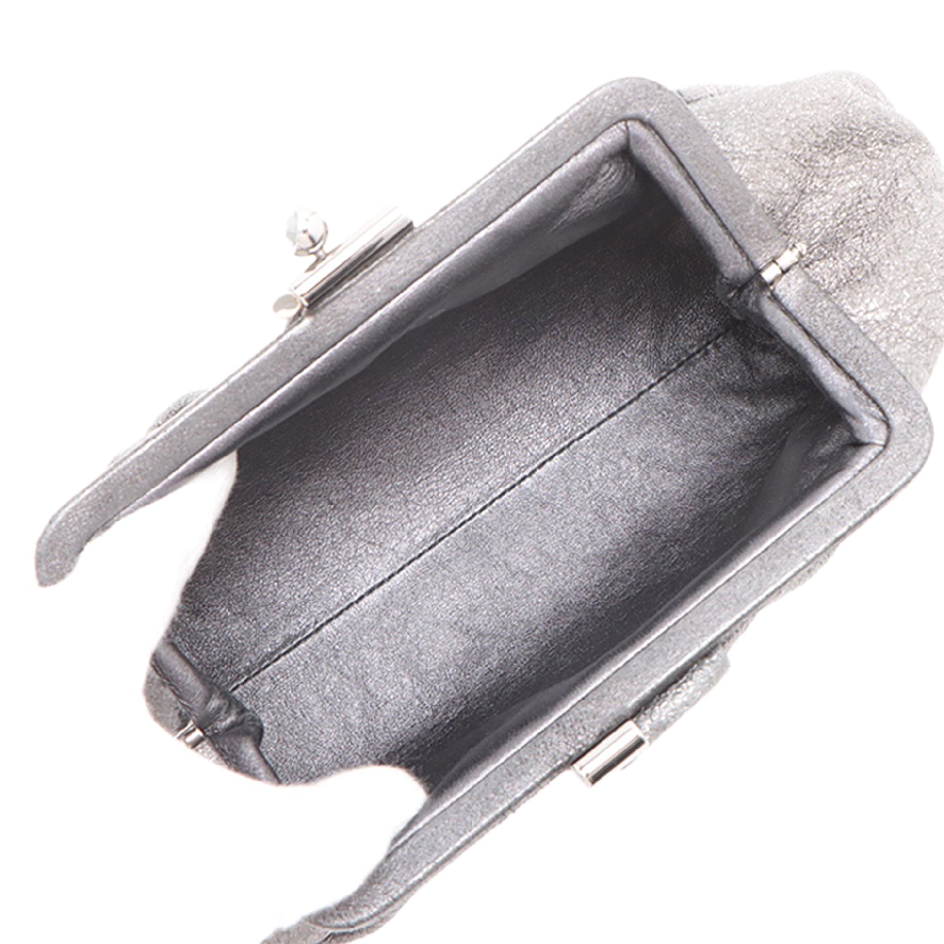 Chanel Leather Kiss Lock Clutch