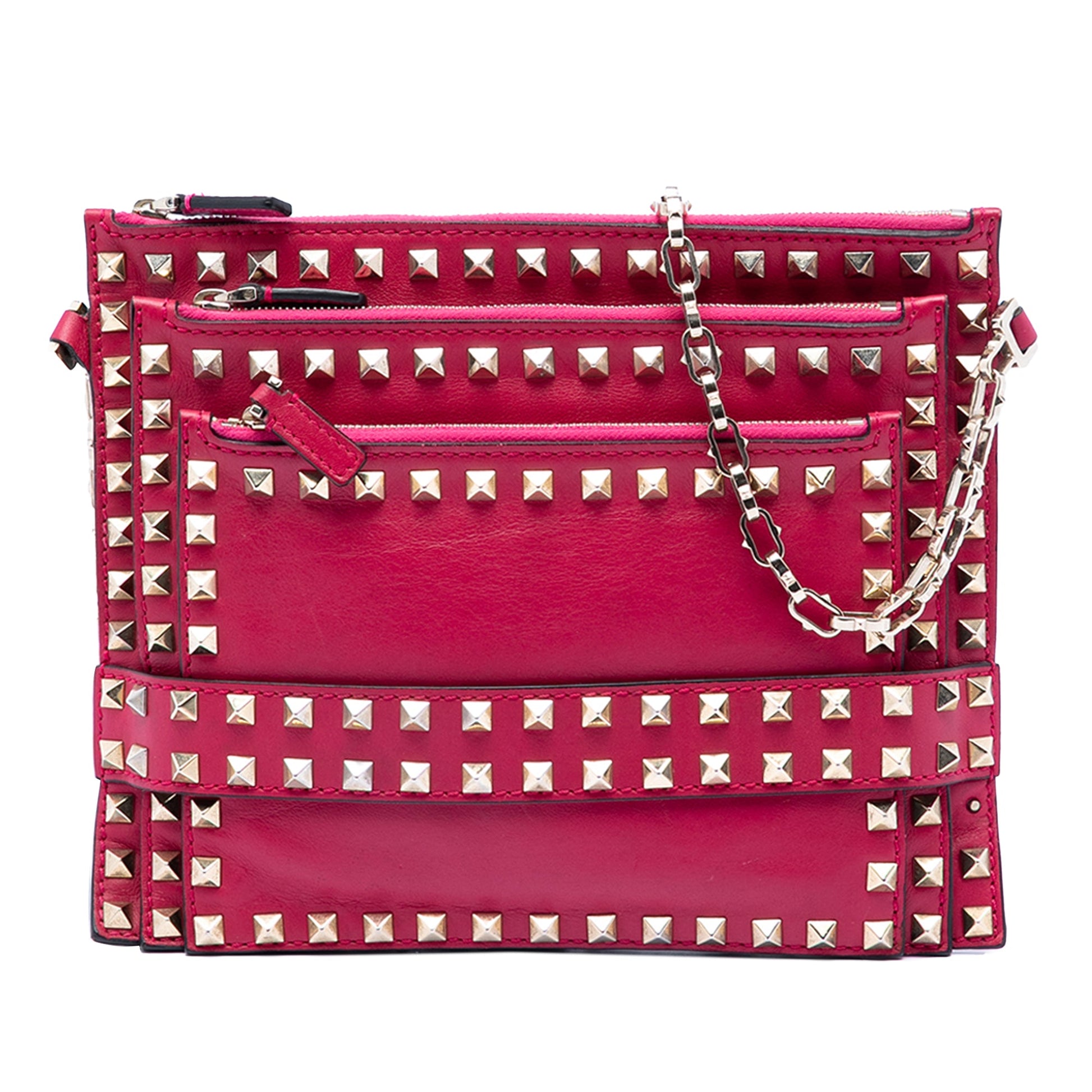 Valentino Leather Rockstud Triple Zip Crossbody