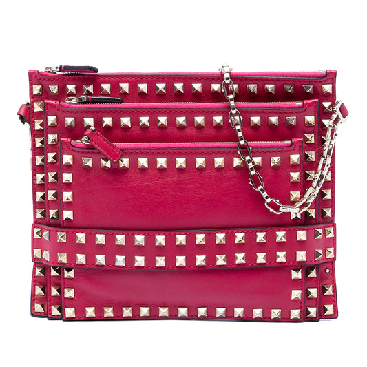 Valentino Leather Rockstud Triple Zip Crossbody