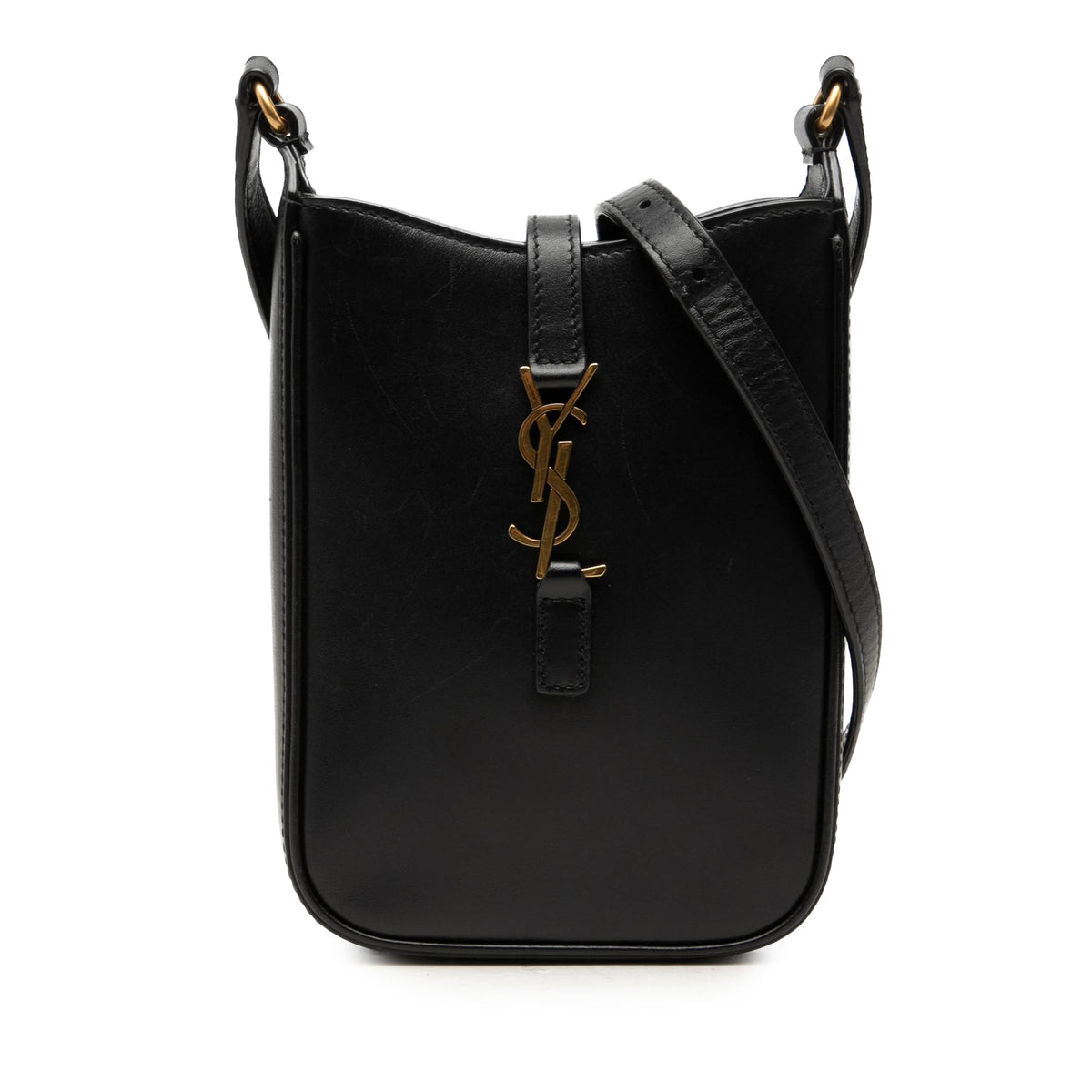 Saint Laurent Mini Smooth Leather Le 5 a 7 Vertical Crossbody — Black