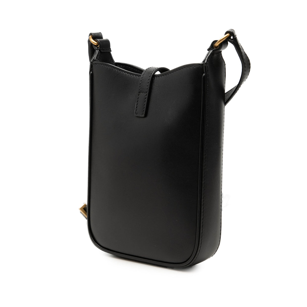 Saint Laurent Mini Smooth Leather Le 5 a 7 Vertical Crossbody — Black