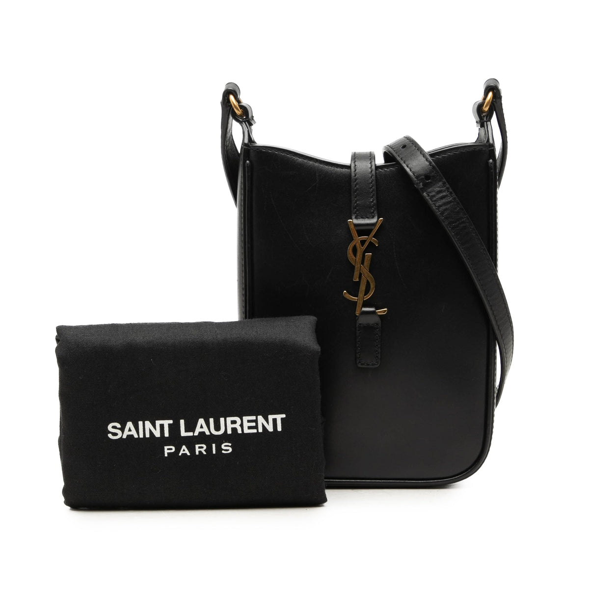 Saint Laurent Mini Smooth Leather Le 5 a 7 Vertical Crossbody — Black