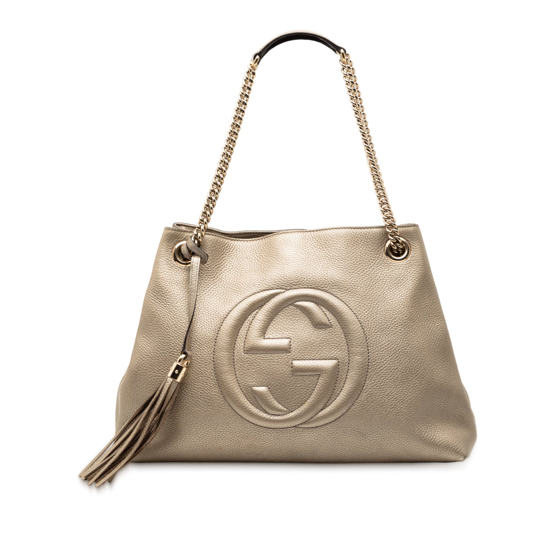 Gucci Medium Metallic Leather Soho Chain Tote