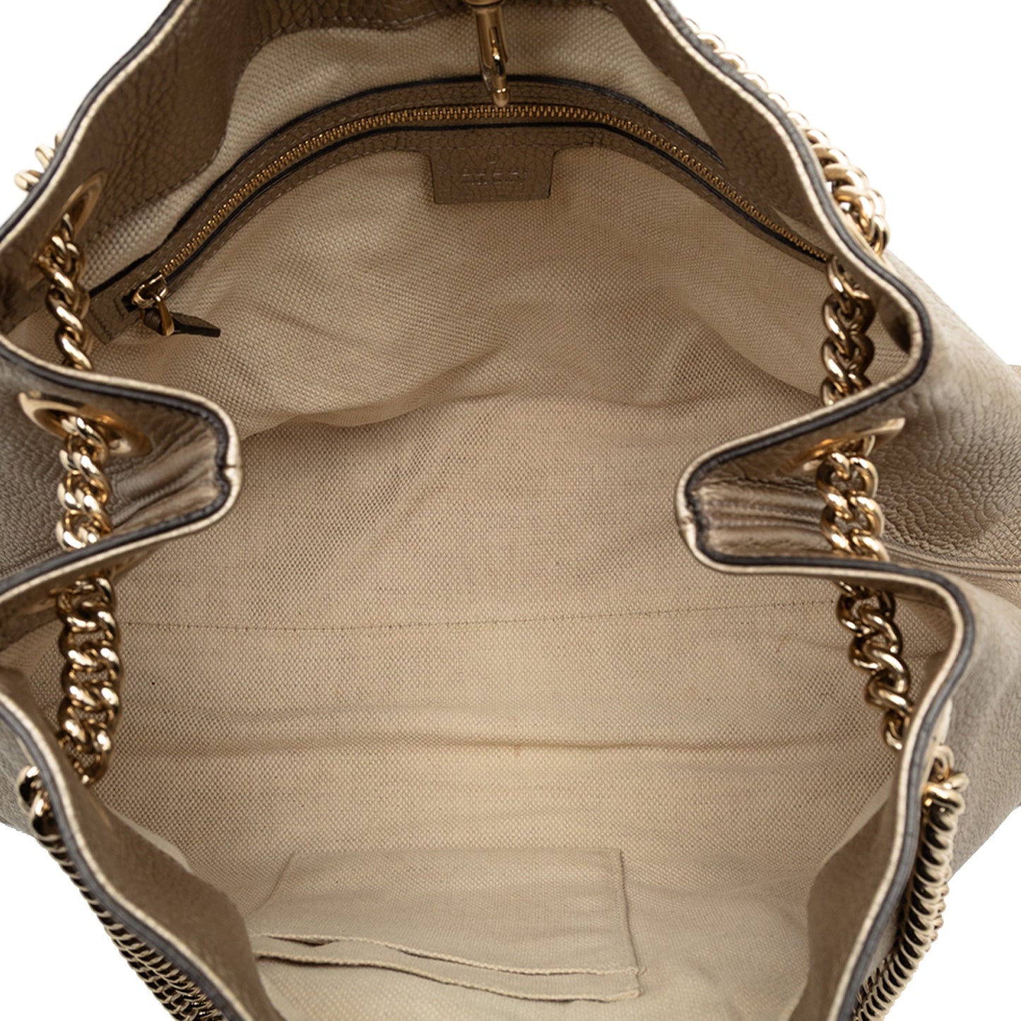 Gucci Medium Metallic Leather Soho Chain Tote
