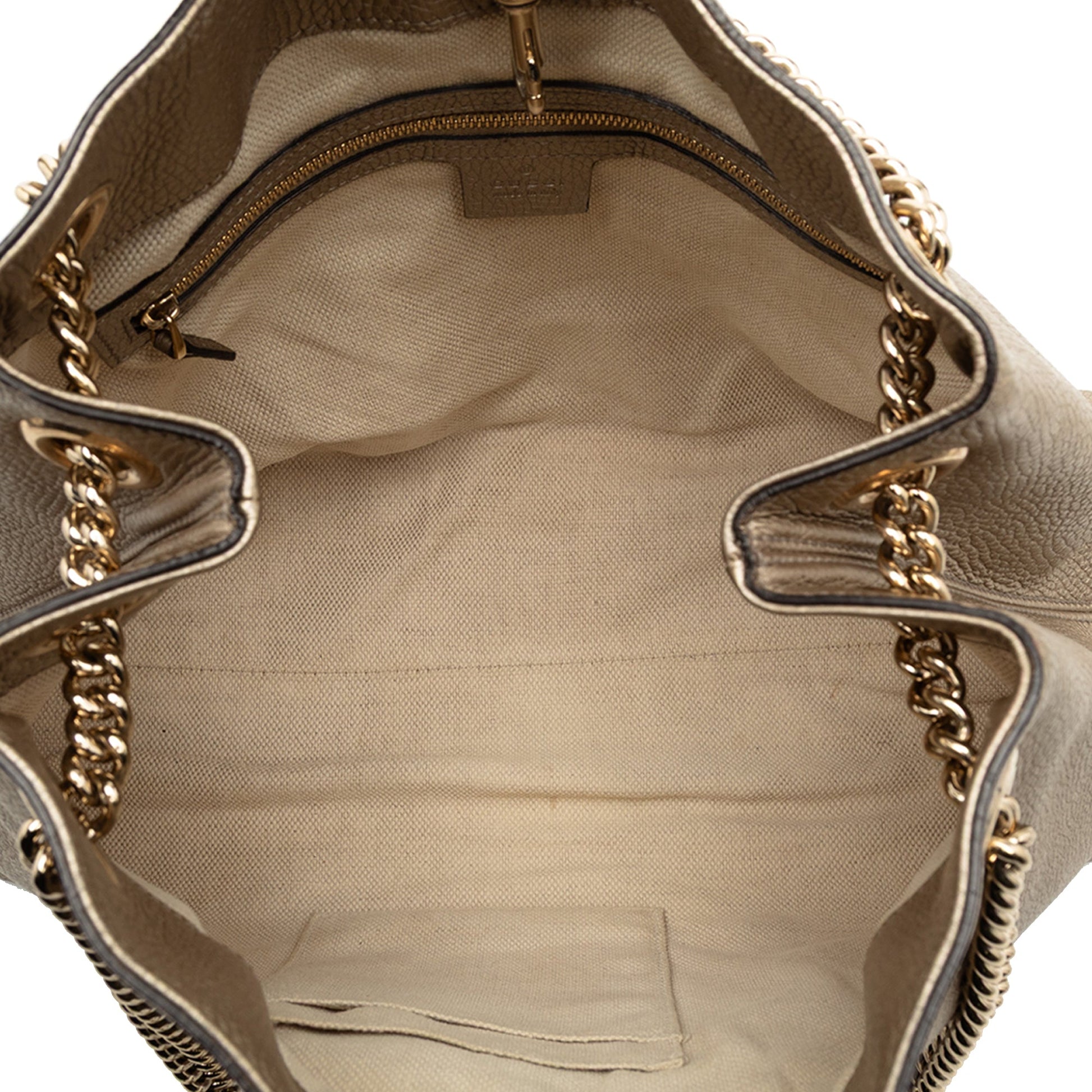 Gucci Medium Metallic Leather Soho Chain Tote