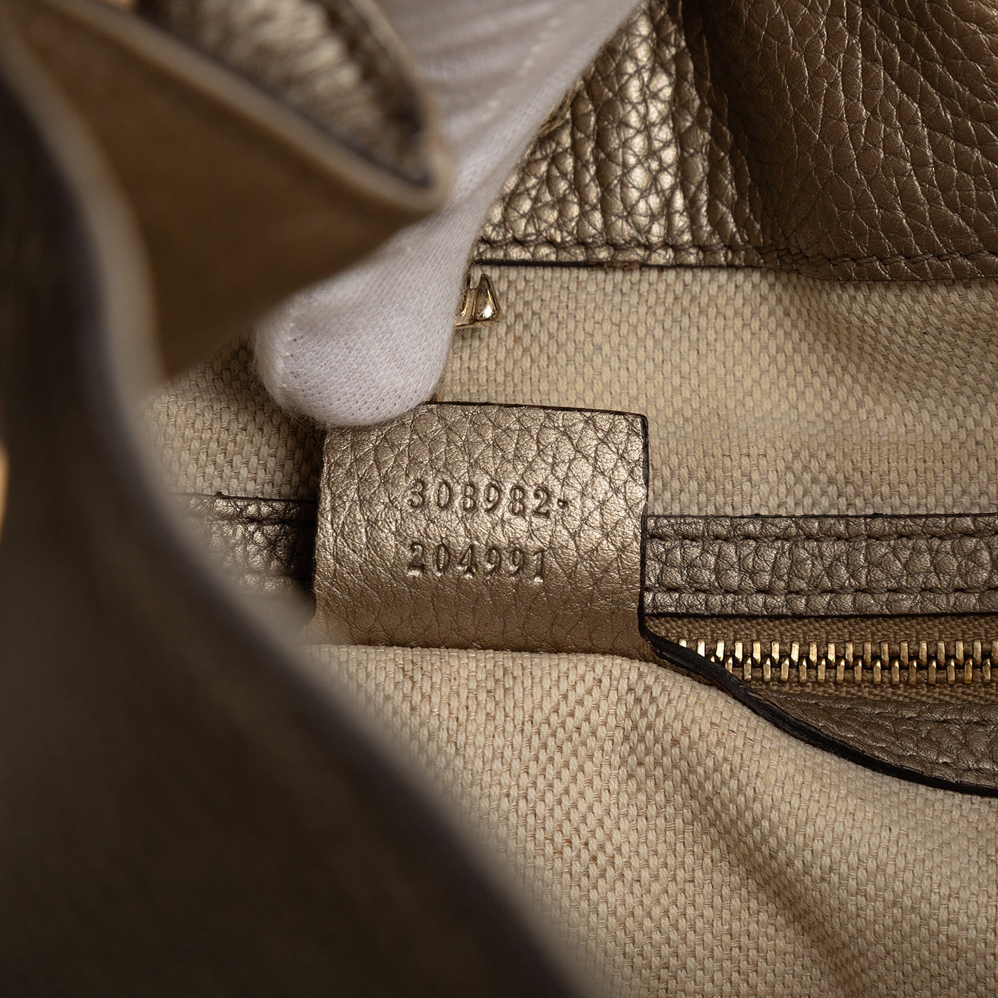 Gucci Medium Metallic Leather Soho Chain Tote