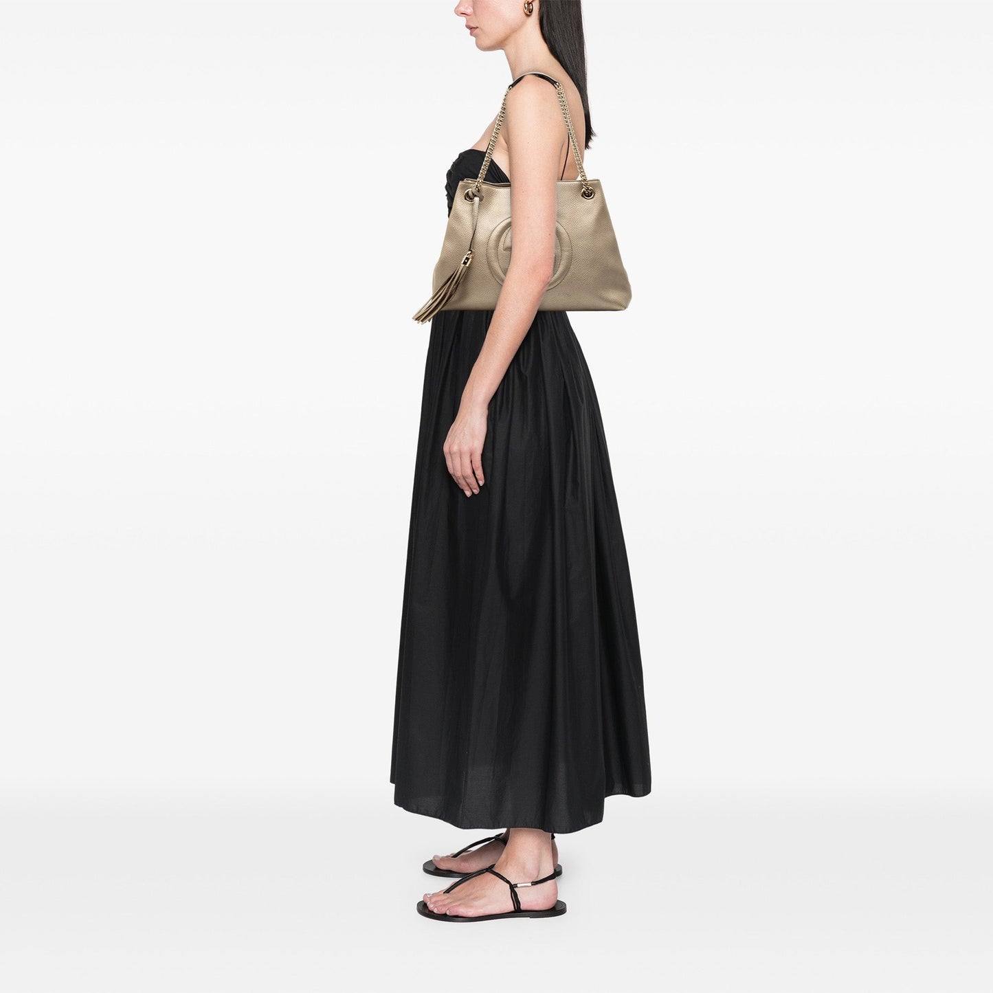 Gucci Medium Metallic Leather Soho Chain Tote