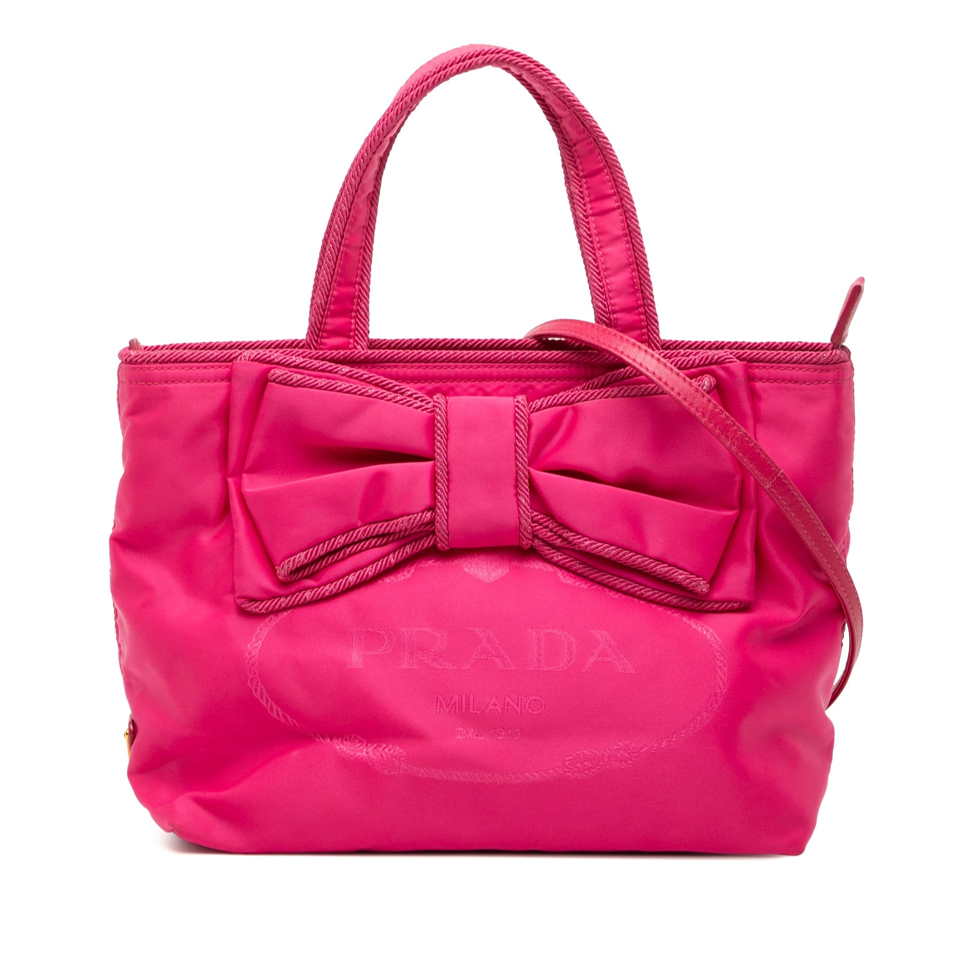 Prada Tessuto Canapa Logo Bow Satchel
