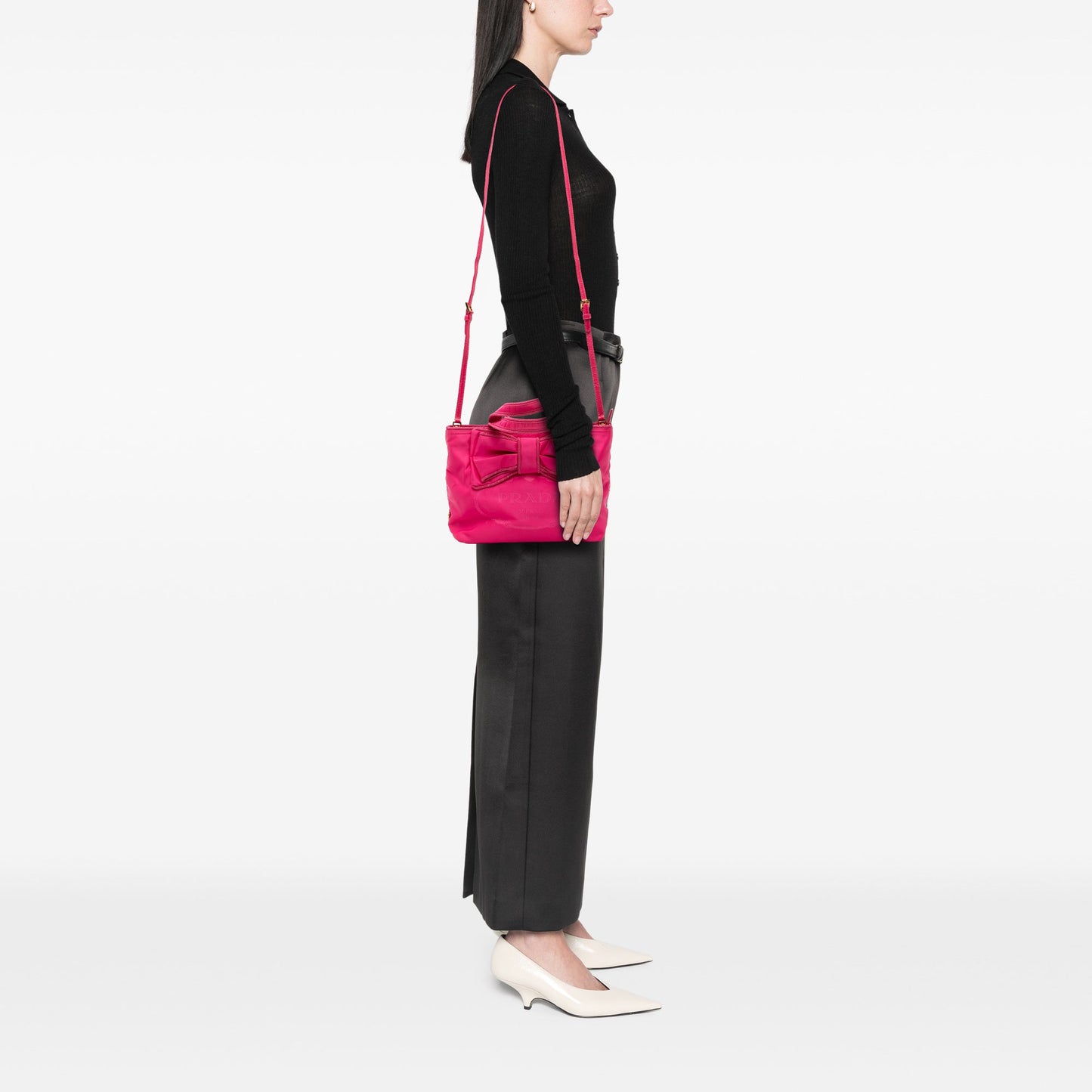 Prada Tessuto Canapa Logo Bow Satchel