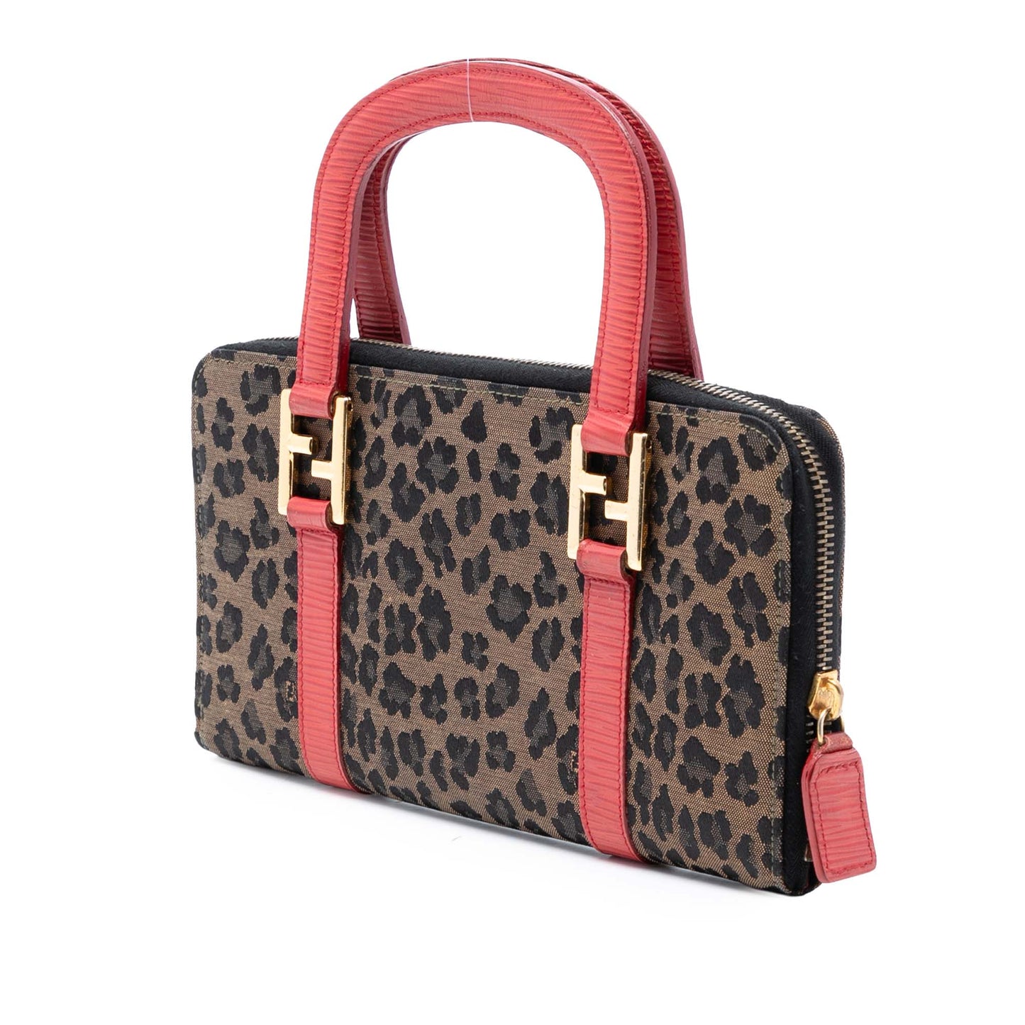 Fendi Leopard Printed Canvas Handbag