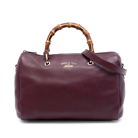Gucci Medium Calfskin Bamboo Shopper Boston Bag