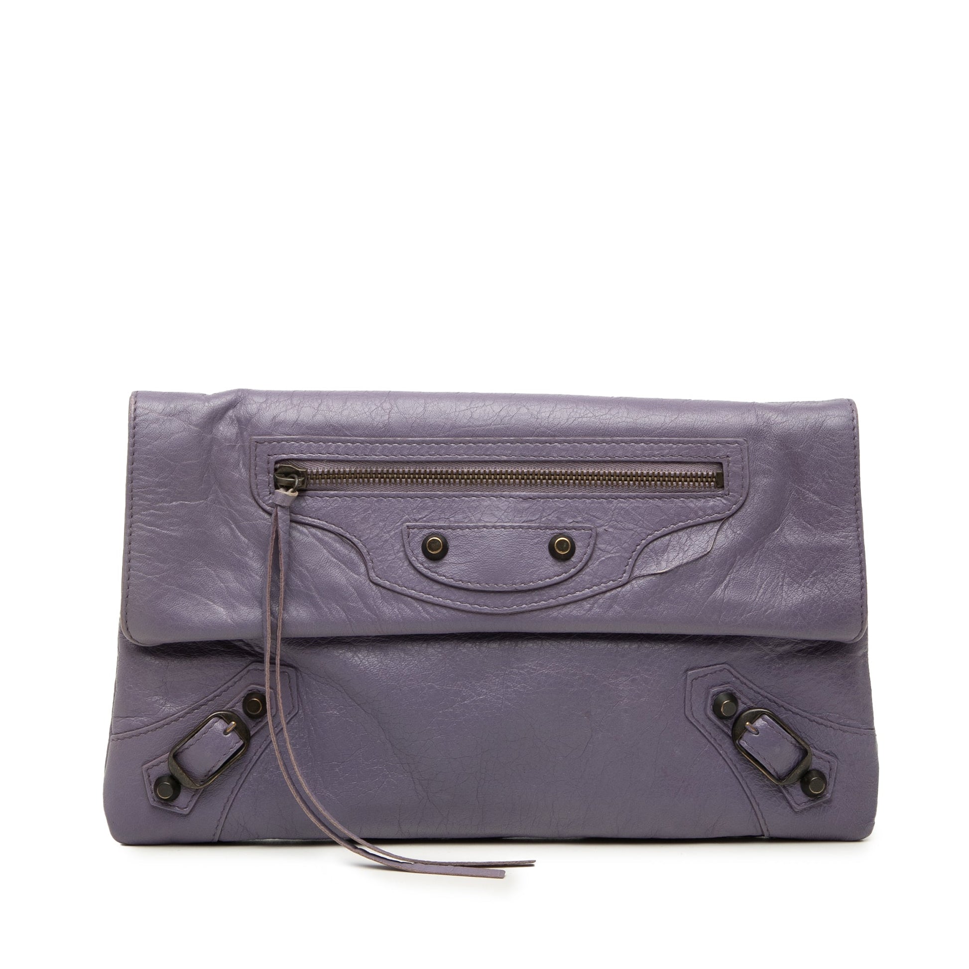 Balenciaga Lambskin Motocross Classic Envelope Clutch