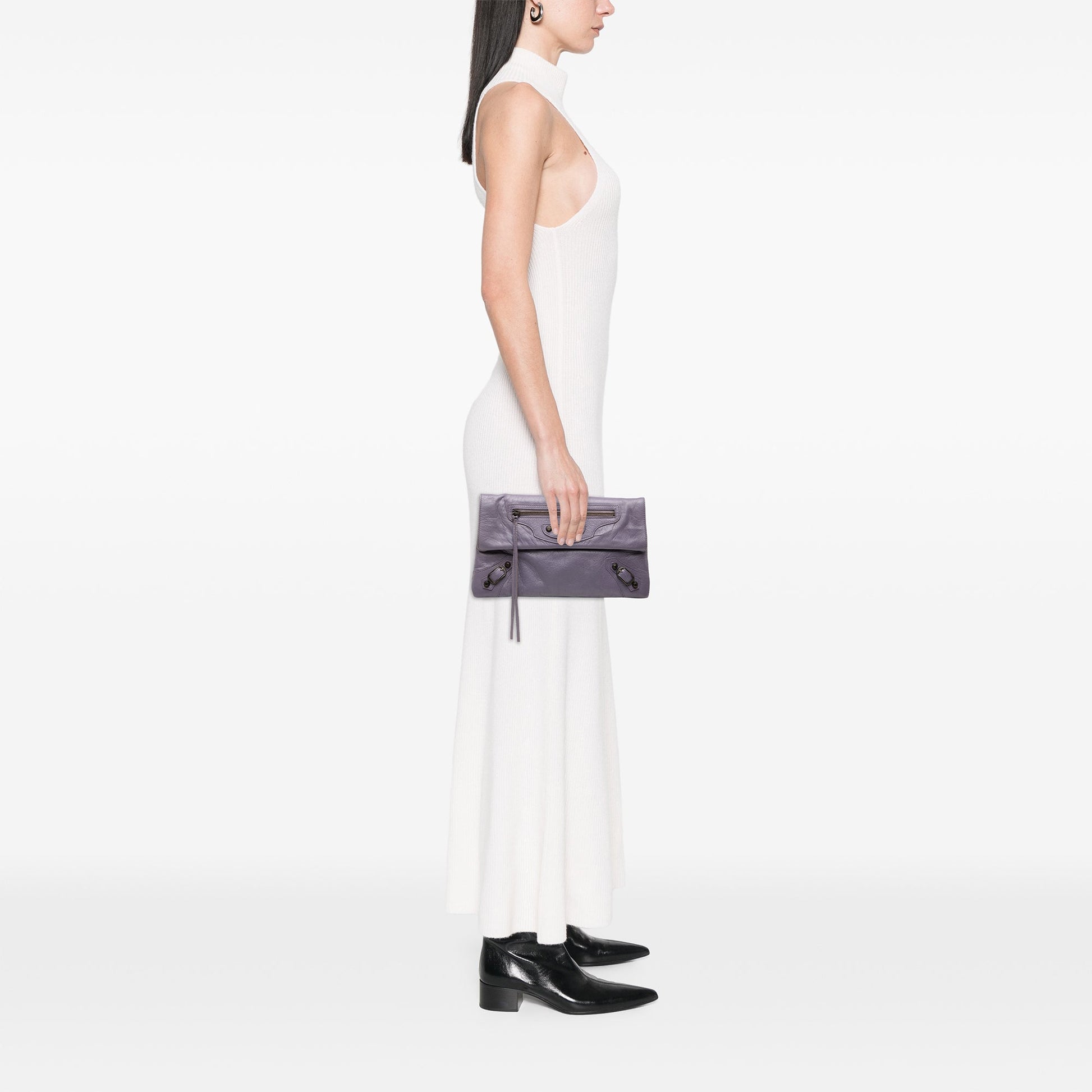 Balenciaga Lambskin Motocross Classic Envelope Clutch