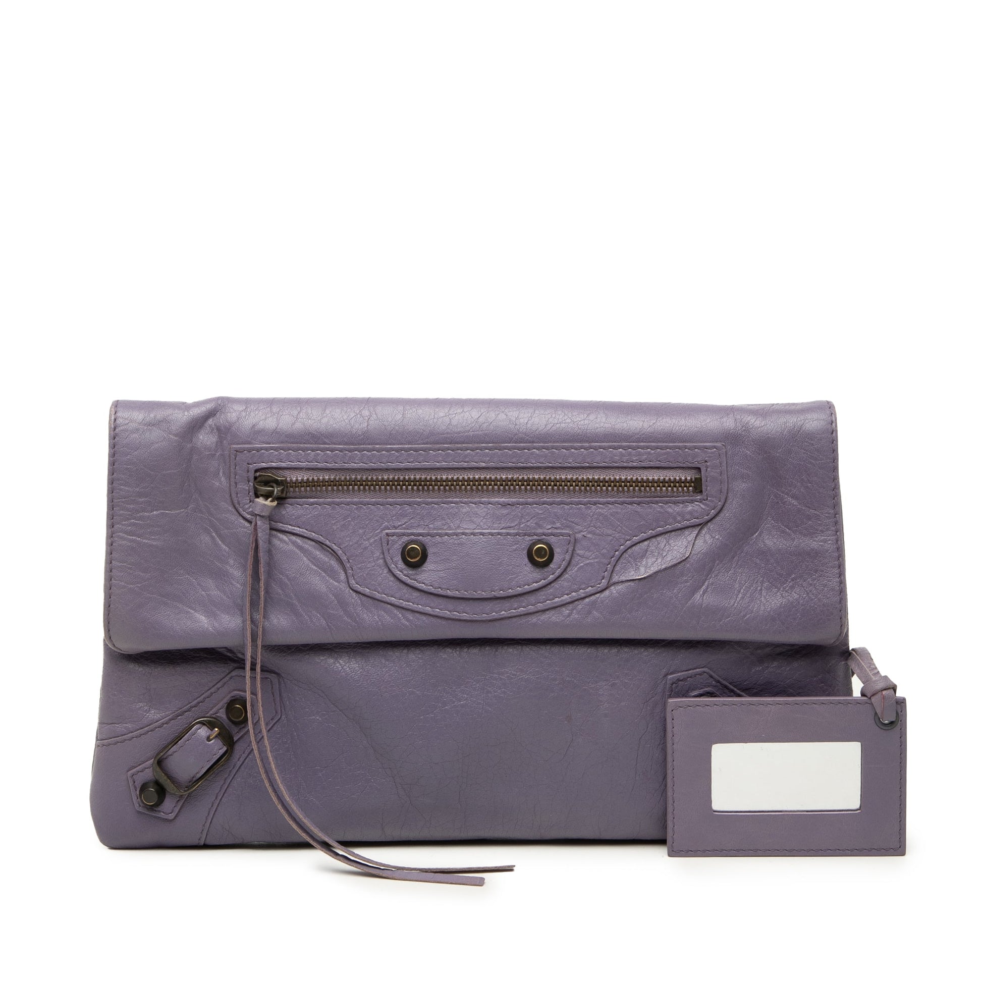 Balenciaga Lambskin Motocross Classic Envelope Clutch