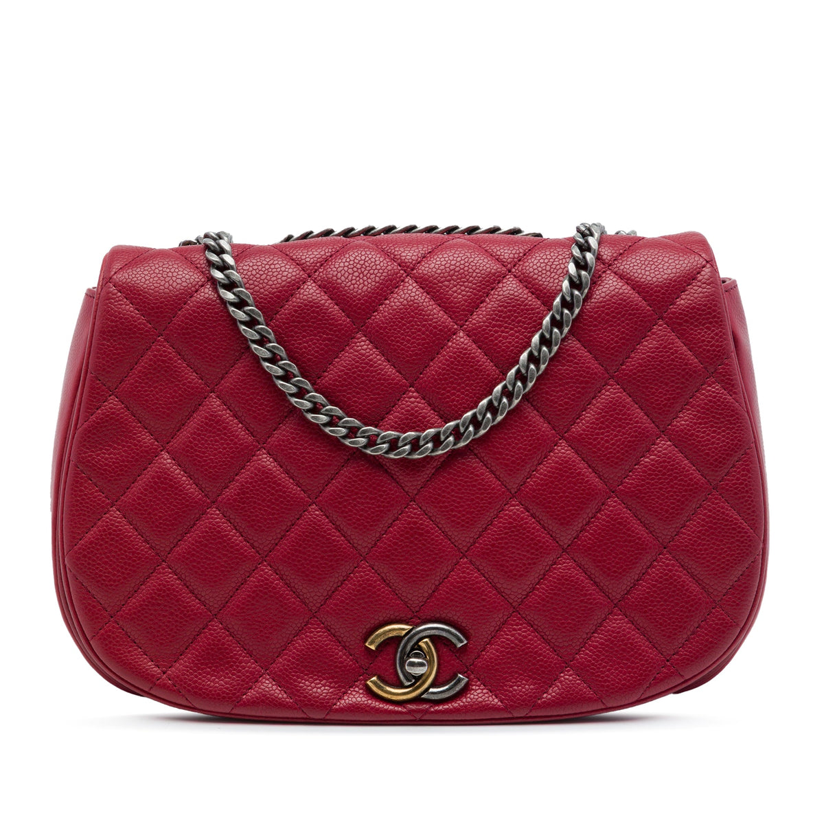 Chanel Medium Quilted Caviar Casual Pocket Flap — Red