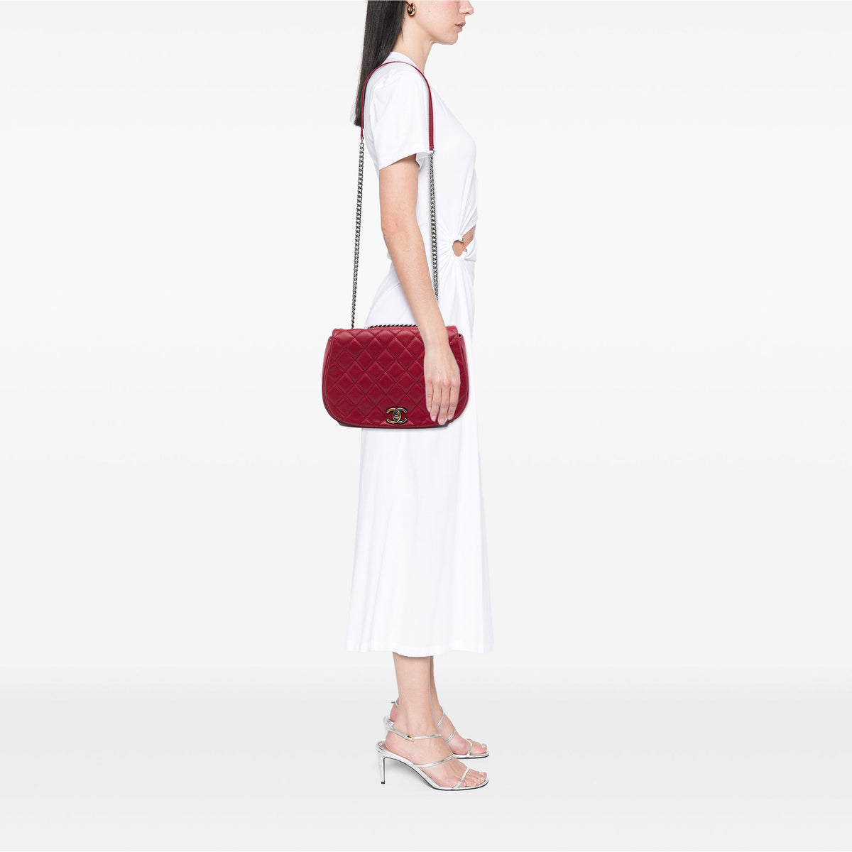Chanel Medium Quilted Caviar Casual Pocket Flap — Red