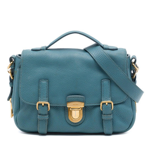 Prada Vitello Daino Push Lock Double Buckle Messenger Bag