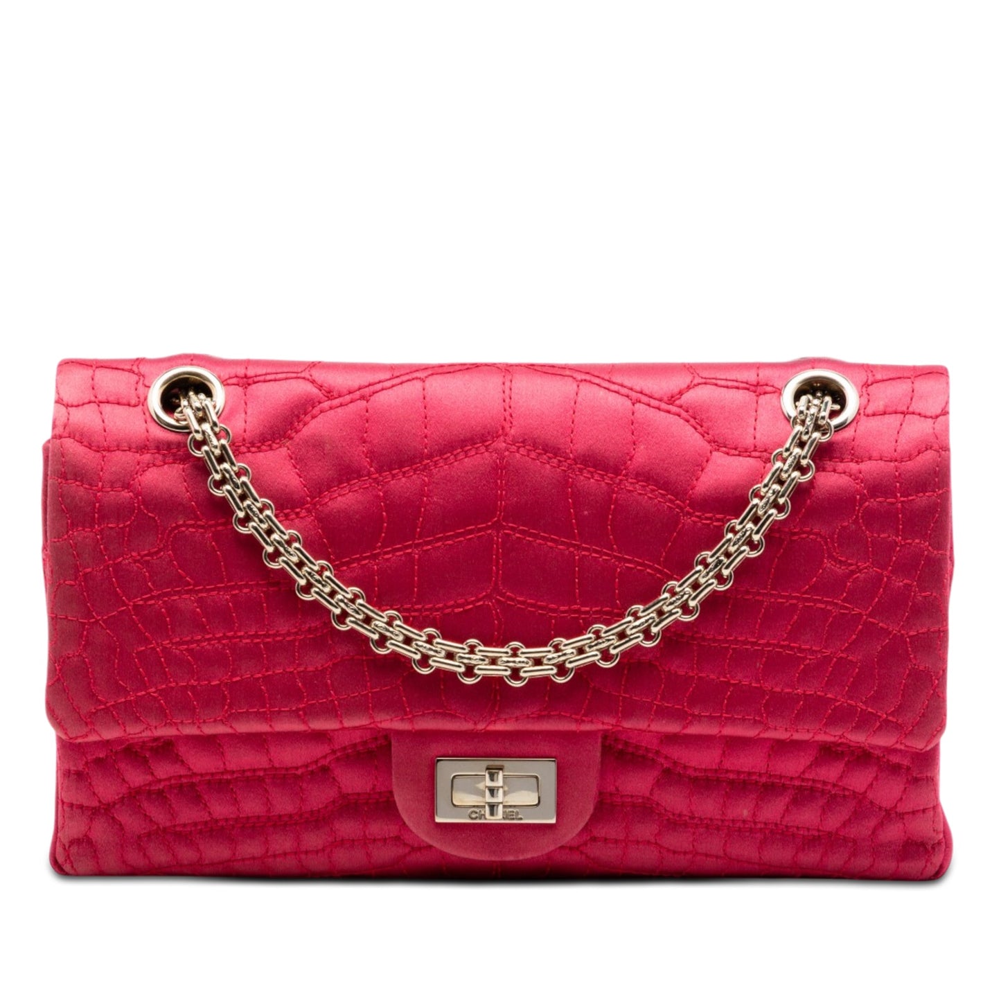 Chanel Croc Quilted Satin Reissue 2.55 Double Flap 225