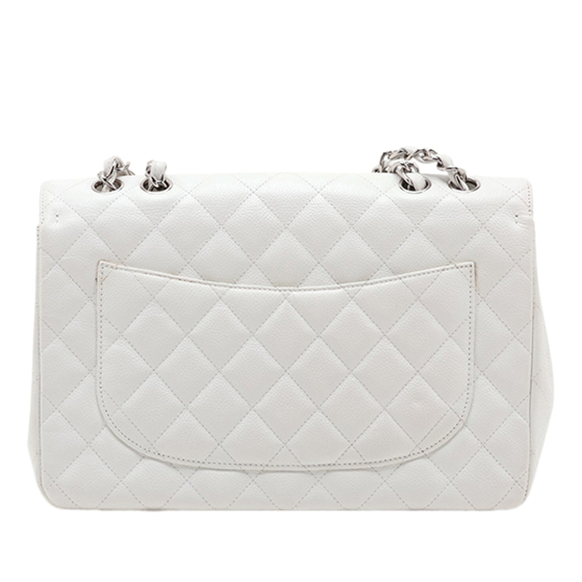 Chanel Jumbo Classic Caviar Single Flap — White