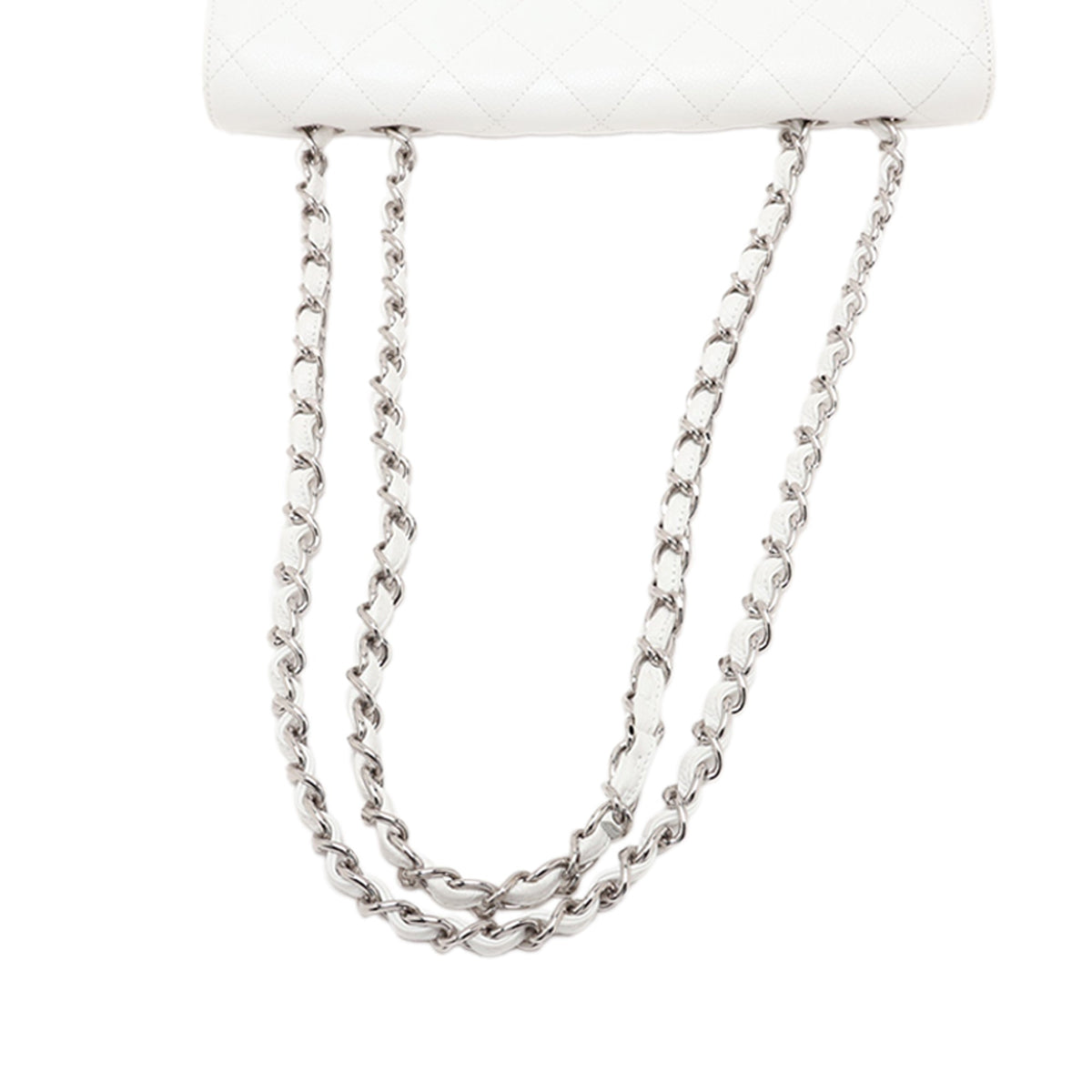 Chanel Jumbo Classic Caviar Single Flap — White