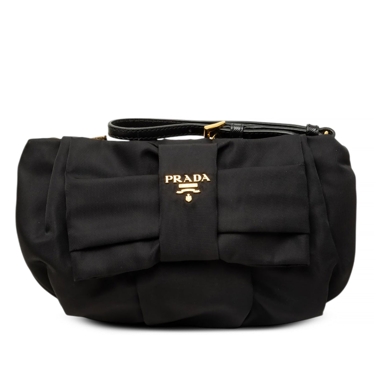 Prada Tessuto Bow Wristlet Clutch — Black