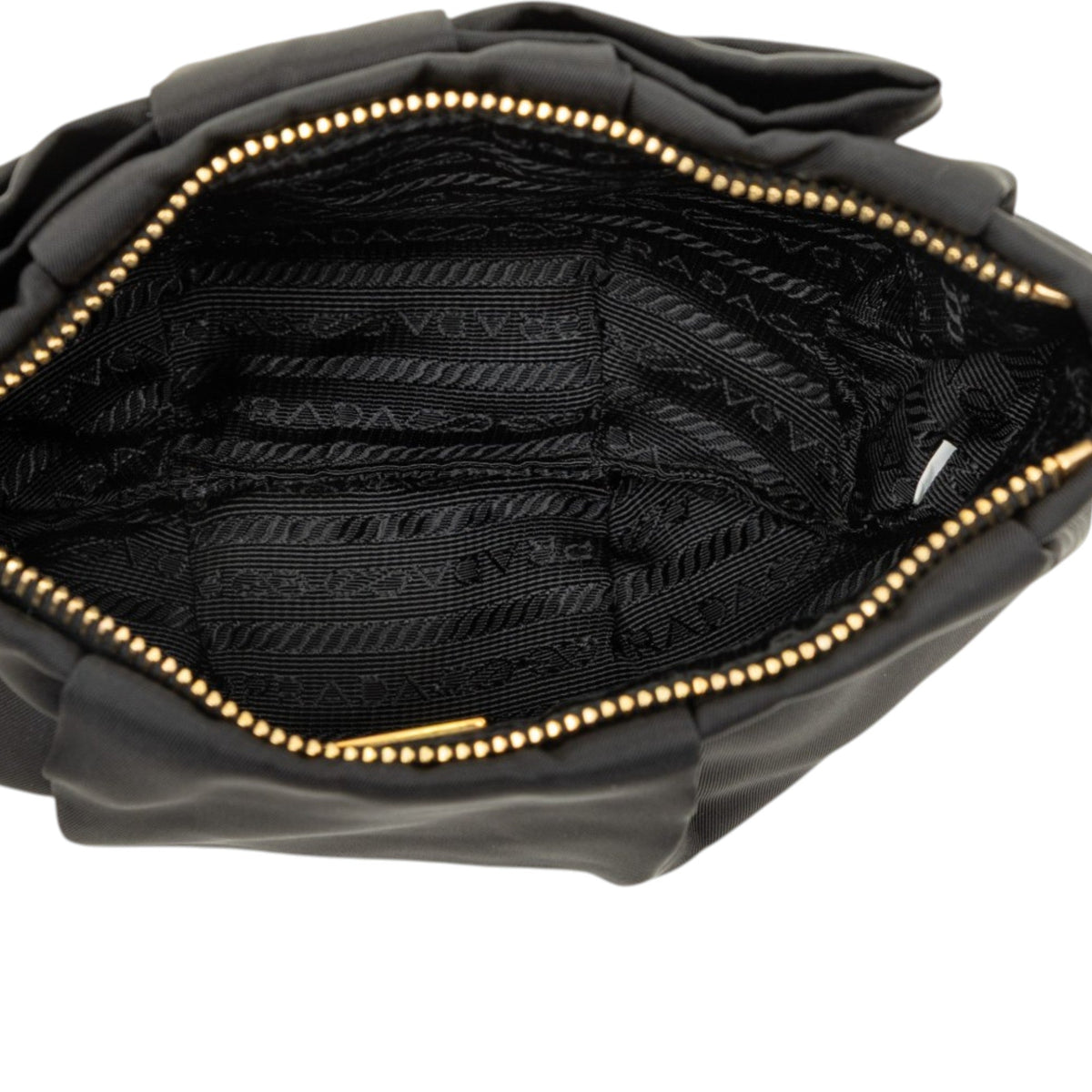 Prada Tessuto Bow Wristlet Clutch — Black
