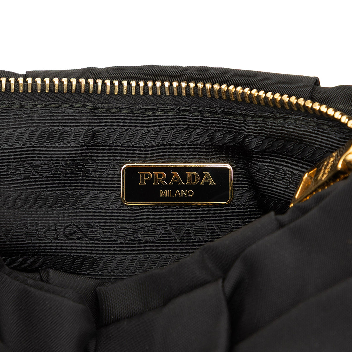 Prada Tessuto Bow Wristlet Clutch — Black
