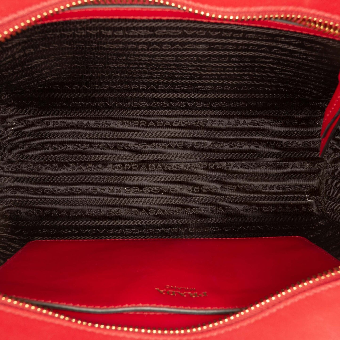 Prada Soft Calf Trimmed Saffiano Lux Zip Convertible Tote