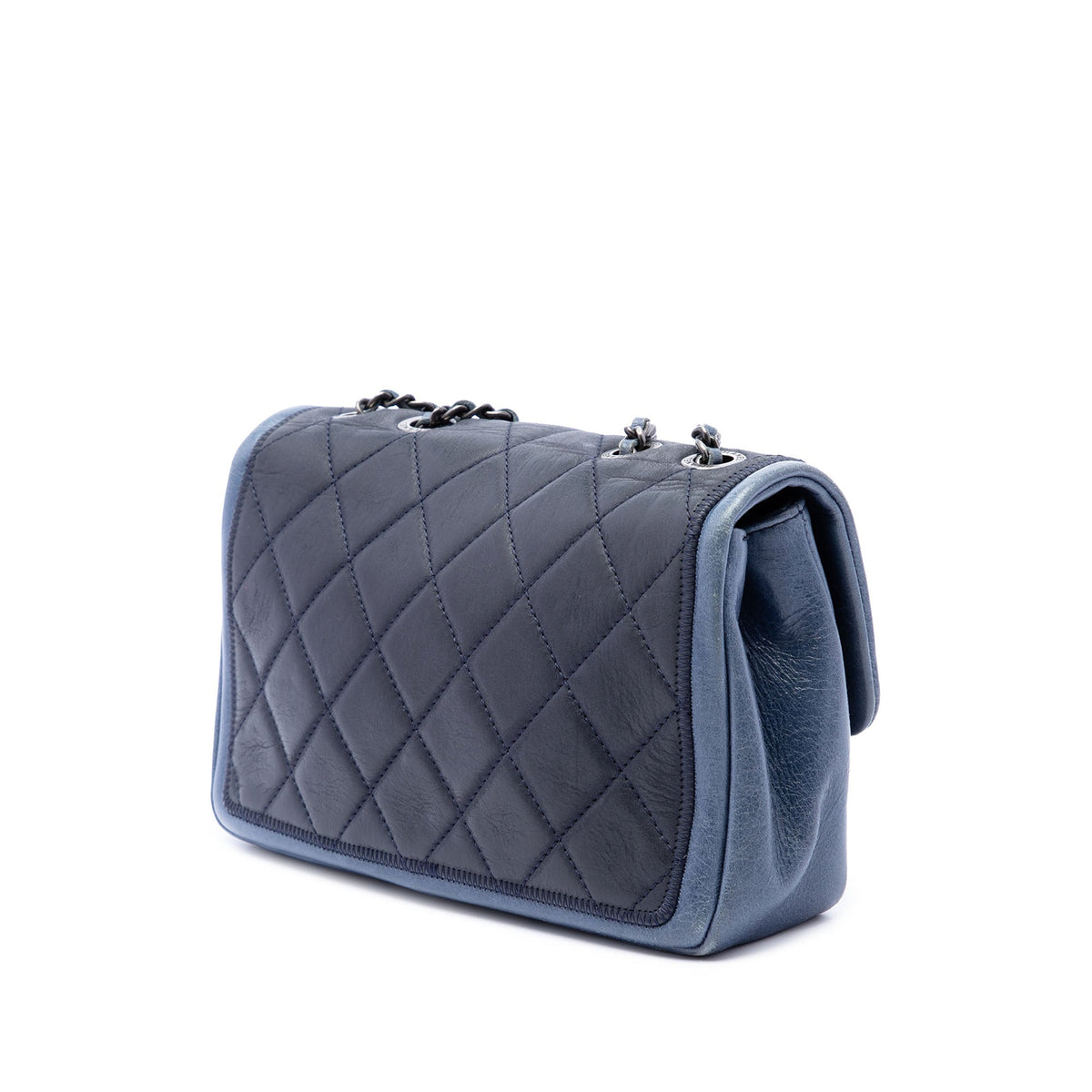 Chanel Mini Bicolor Lambskin Graphic Flap — Black