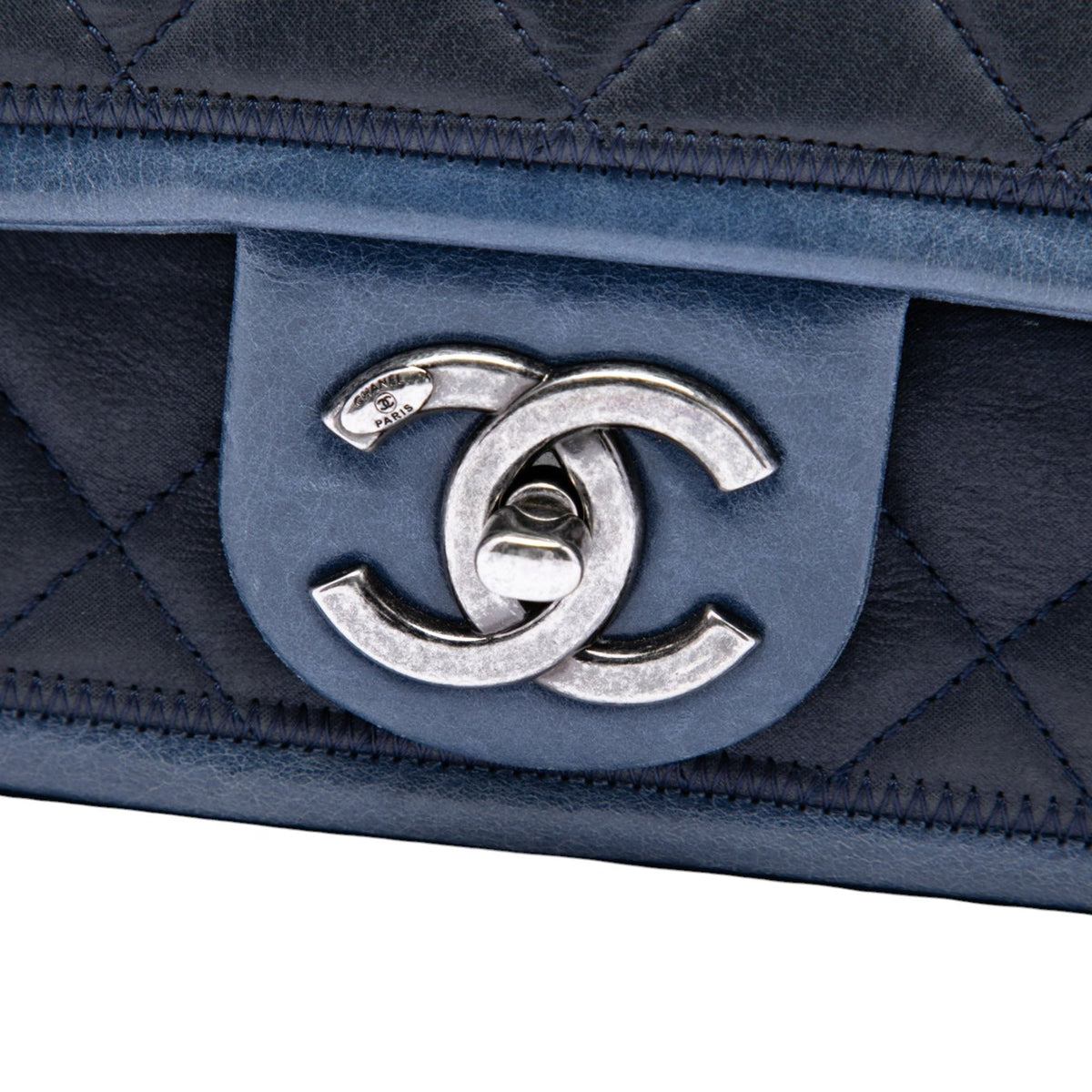 Chanel Mini Bicolor Lambskin Graphic Flap — Black