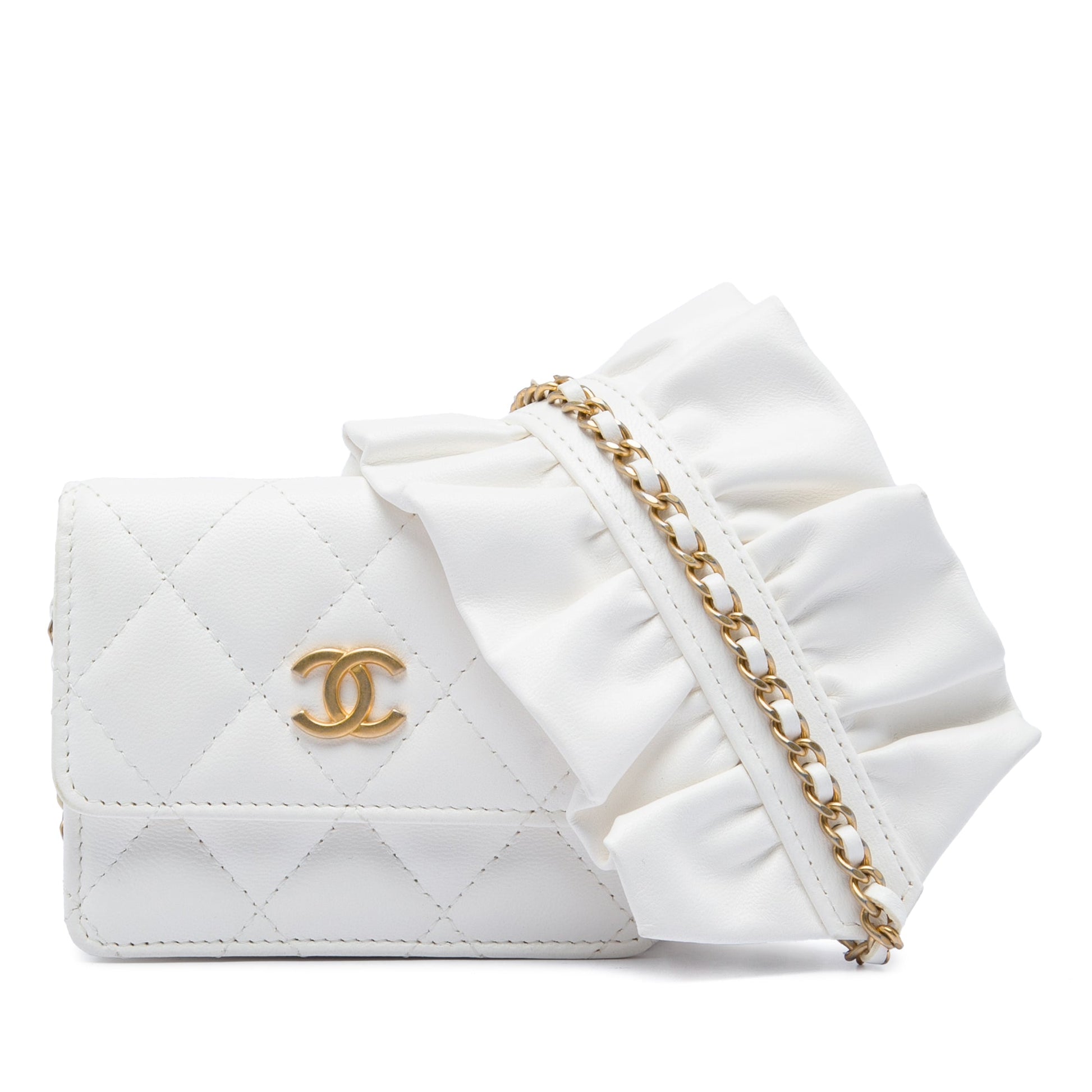 Chanel Quilted Lambskin Romance Card Holder On Chain