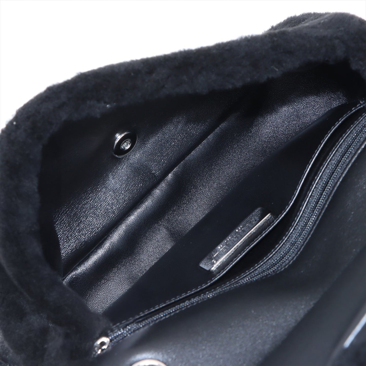 Chanel Shearling Camellia Pearl Embellished Flap