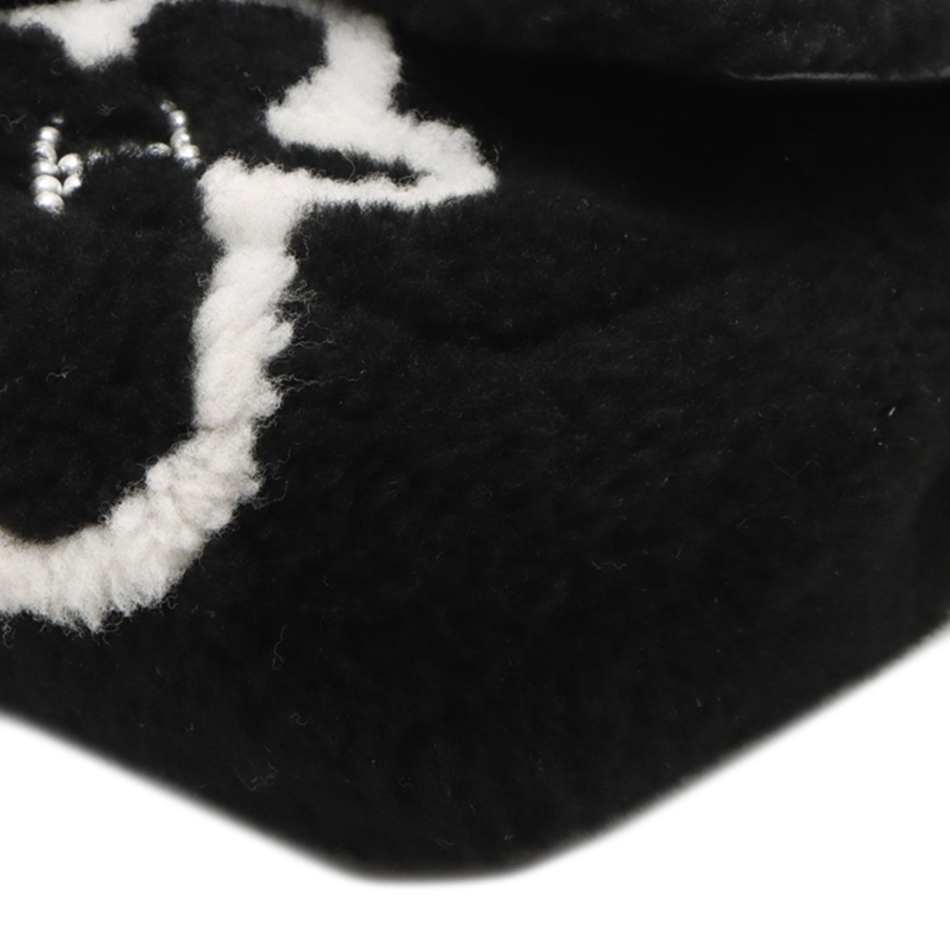 Chanel Shearling Camellia Pearl Embellished Flap