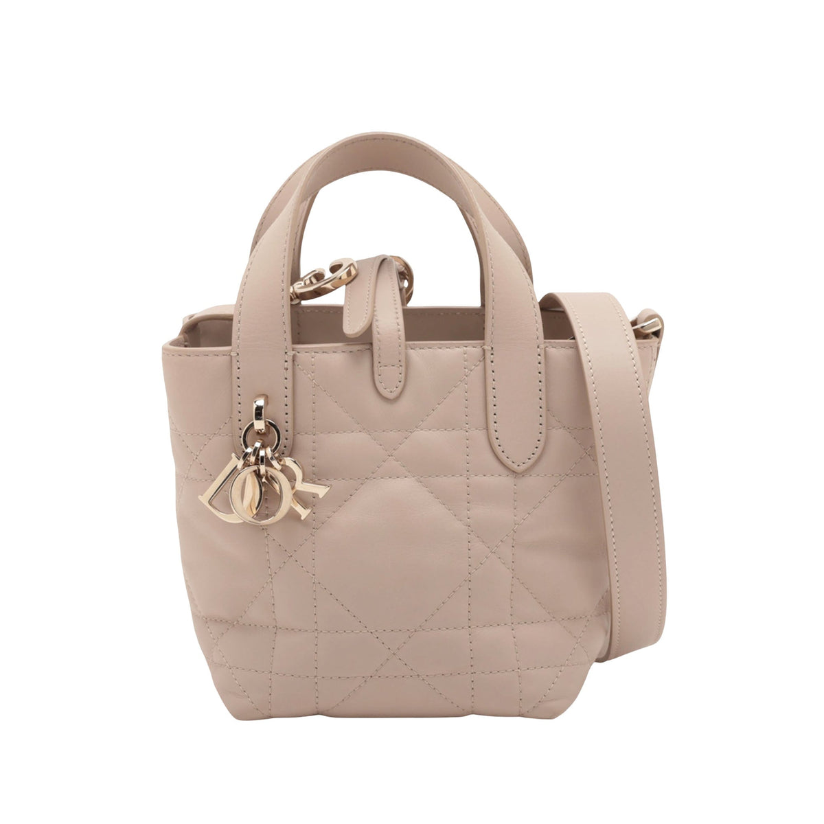 Dior Small Calfskin Macrocannage Toujours Vertical Satchel — Beige