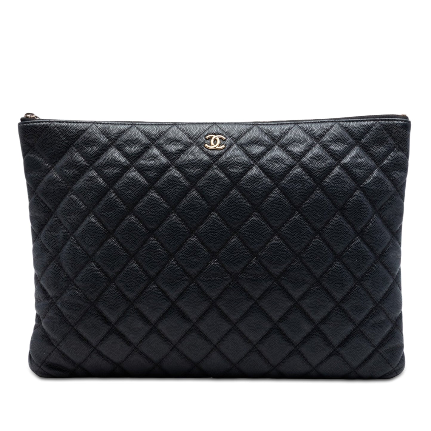 Chanel Large Quilted Caviar O Case Clutch
