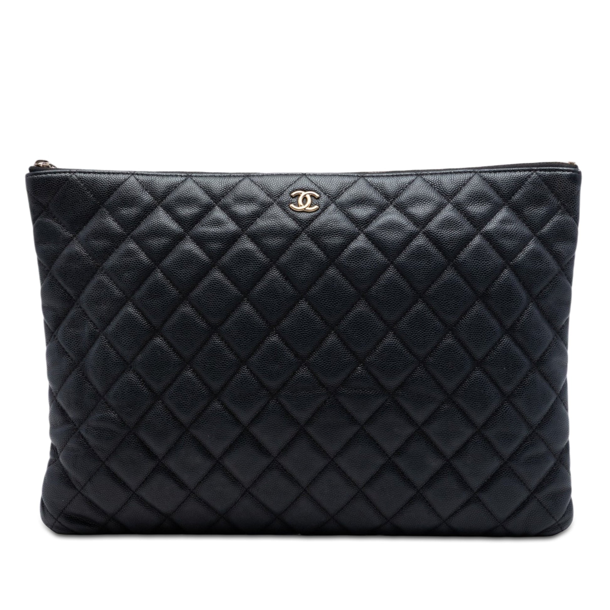 Chanel Large Quilted Caviar O Case Clutch