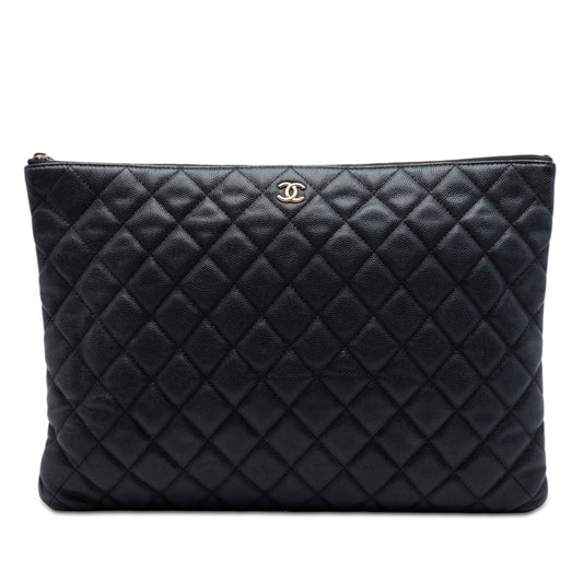 Chanel Large Quilted Caviar O Case Clutch