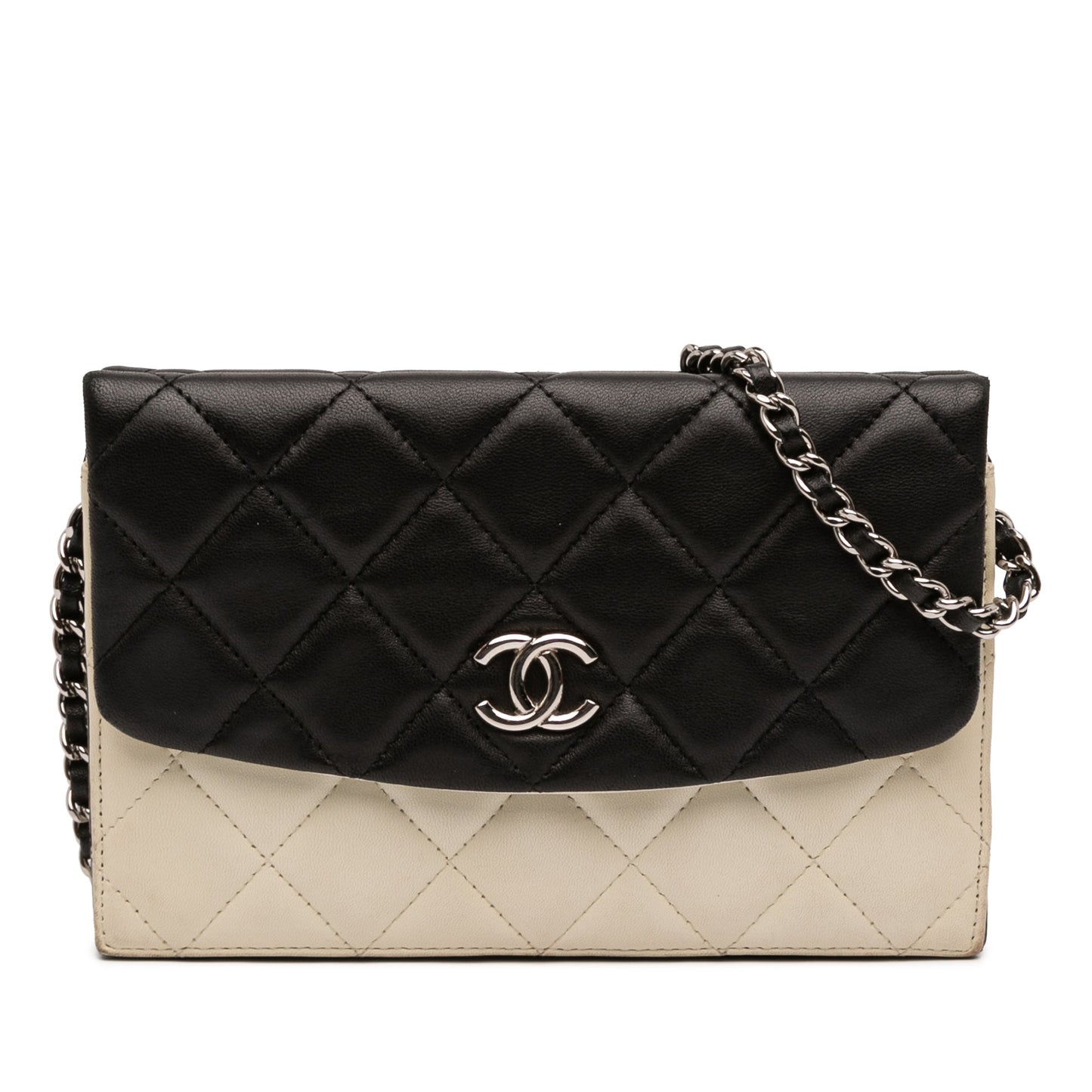 Chanel CC Bicolor Quilted Lambskin Double Sided Wallet on Chain