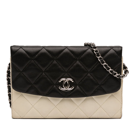 Chanel CC Bicolor Quilted Lambskin Double Sided Wallet on Chain