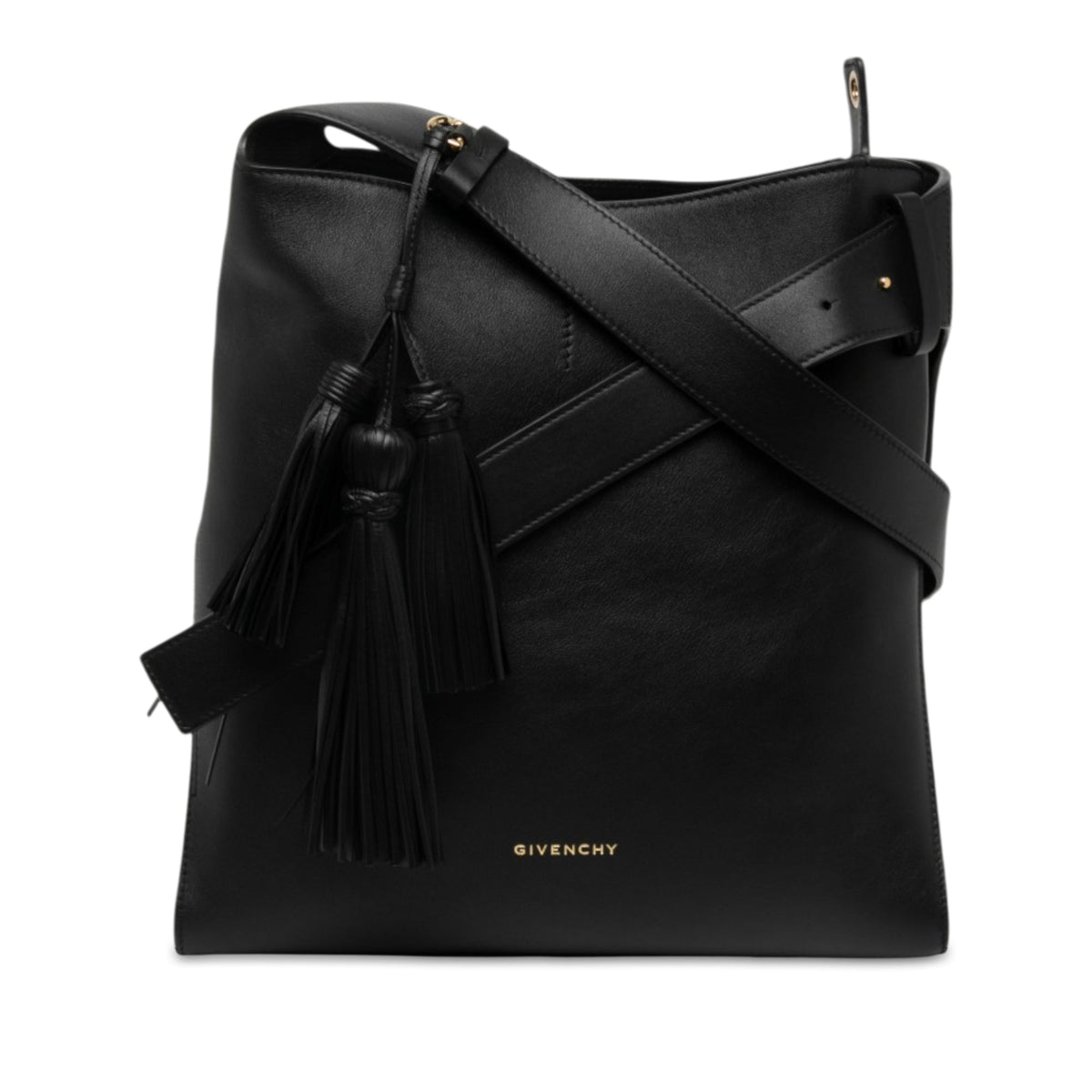 Givenchy Medium Leather Belted Shoulder Bag — Black