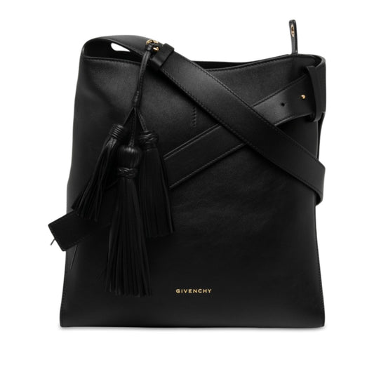 Givenchy Medium Leather Belted Shoulder Bag — Black