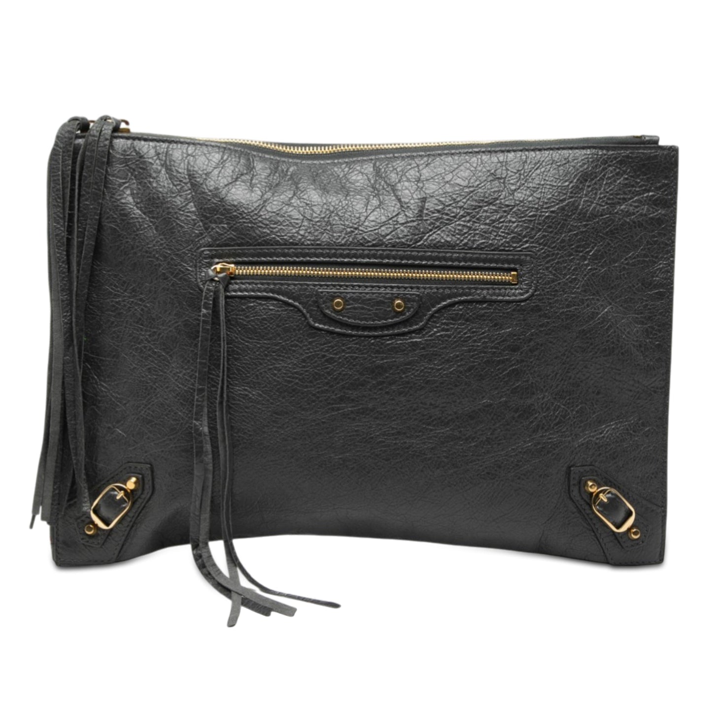Lambskin Motocross Classic Zip Around Flat Clutch