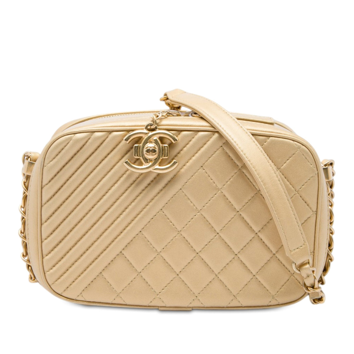 Chanel Small Quilted Lambskin Coco Boy Camera Bag — Gold