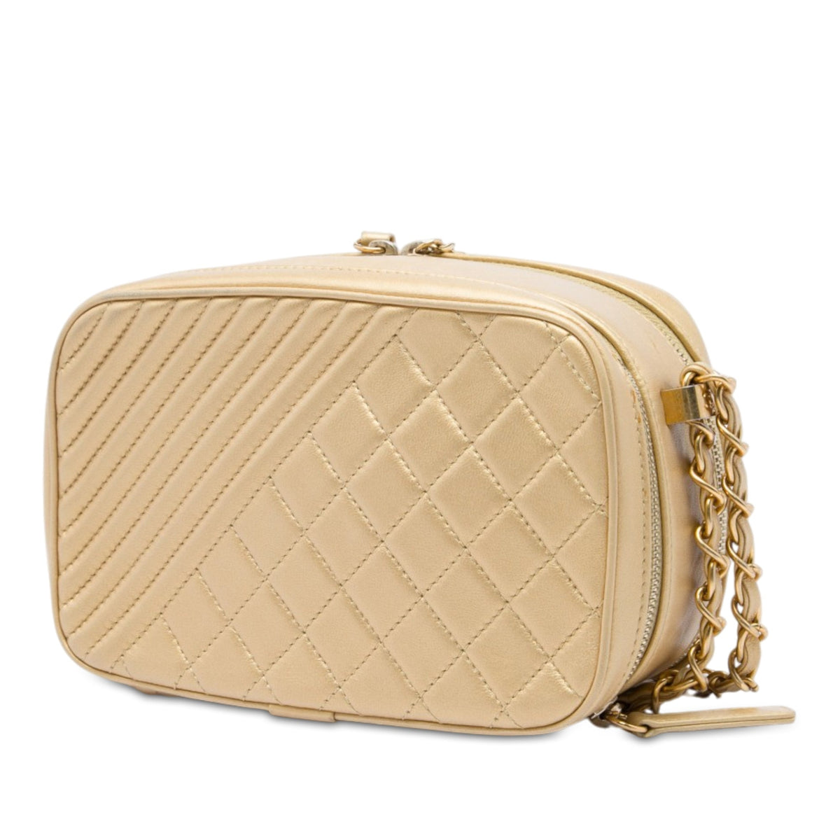 Chanel Small Quilted Lambskin Coco Boy Camera Bag — Gold