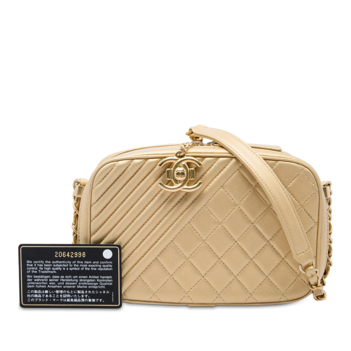 Chanel Small Quilted Lambskin Coco Boy Camera Bag — Gold