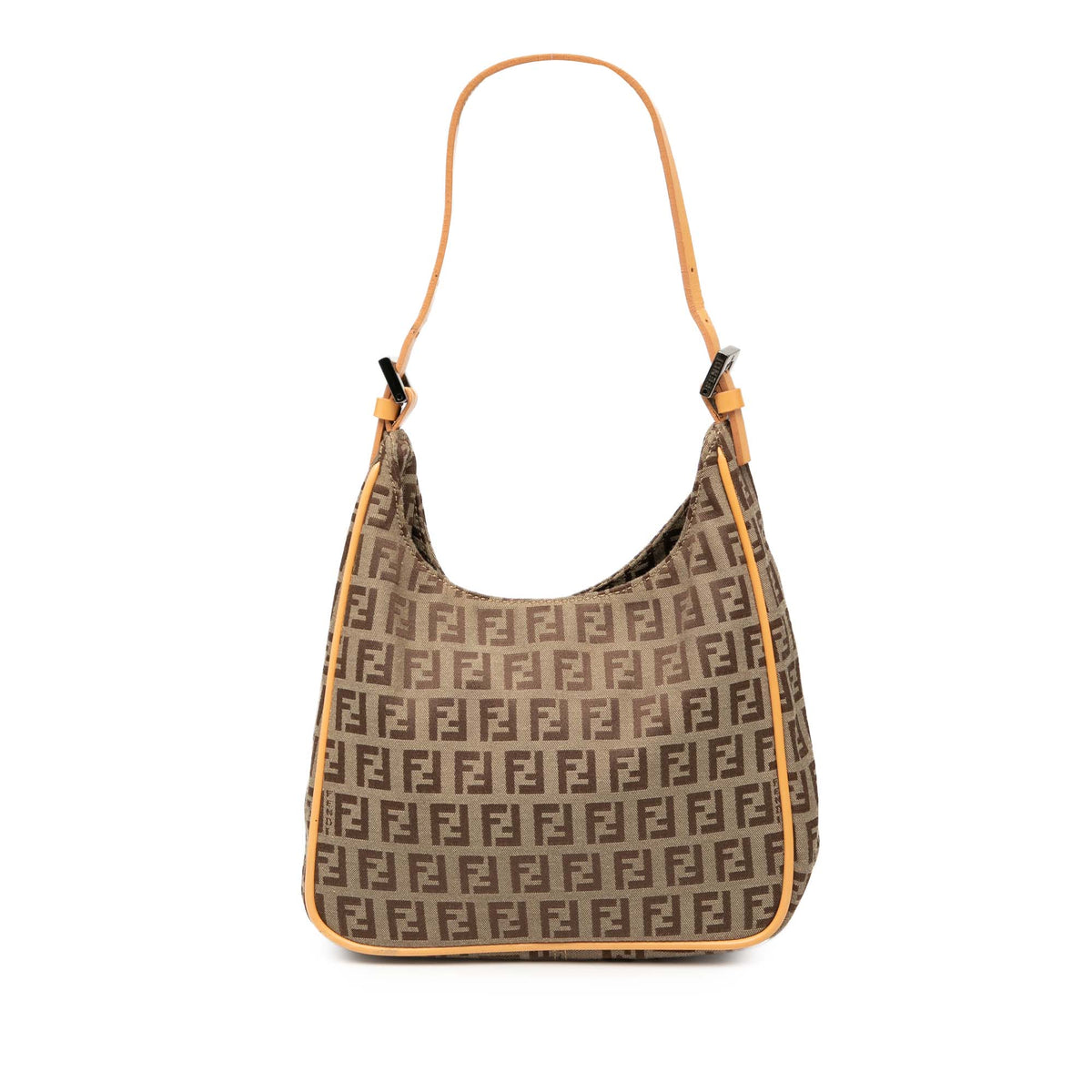 Fendi Zucchino Canvas Shoulder Bag — Beige